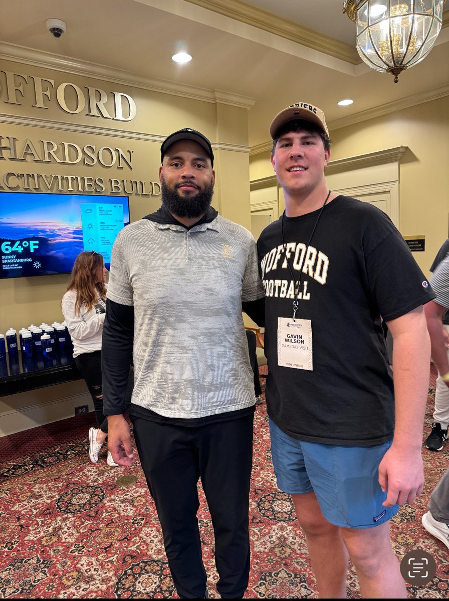 Gavin Wilson (@gavinwilson35) on Twitter photo Had a great time today <a href="/Wofford_FB/">Wofford Football</a>
Thank you for the invite <a href="/Cwoods75/">Corey Woods</a> <a href="/train0187/">TRAINBUILT PERFORMANCE</a> <a href="/coach__jwhite/">JayJay White</a> <a href="/CoachJayboShaw/">Jaybo Shaw</a> Had a great time today <a href="/Wofford_FB/">Wofford Football</a>
Thank you for the invite <a href="/Cwoods75/">Corey Woods</a> <a href="/train0187/">TRAINBUILT PERFORMANCE</a> <a href="/coach__jwhite/">JayJay White</a> <a href="/CoachJayboShaw/">Jaybo Shaw</a>