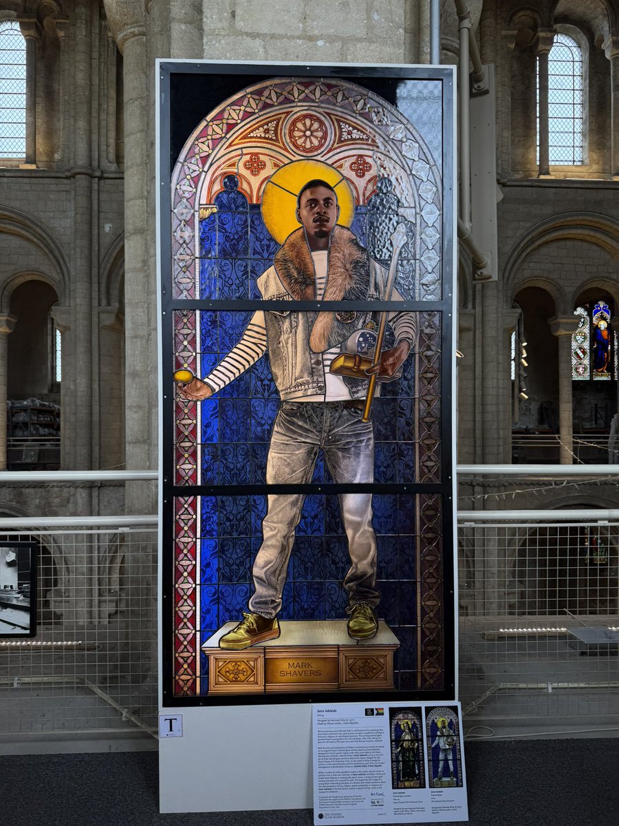 Gough_Janet's tweet photo. So many incredible glass panels displayed @stainedglassmus including 
- Commerce 1923 Leonard Walker
- St Wilfrid 1927 Harry Clarke
- Pictures of Violence 1980 Rosalind Grimshaw
- St Adelaide 2014 Kehinde Wiley
#StainedGlassSaturday https://t.co/ysnRahNIgG
