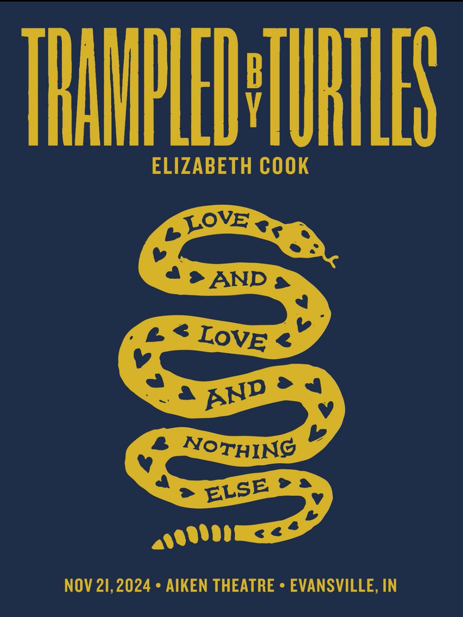 Trampled by Turtles (@tbtduluth) on Twitter photo Indiana Friends: See you in Evansville this week with our friend <a href="/Elizabeth_Cook/">Elizabeth Cook</a>! Tickets on sale now at trampledbyturtles.com Indiana Friends: See you in Evansville this week with our friend <a href="/Elizabeth_Cook/">Elizabeth Cook</a>! Tickets on sale now at trampledbyturtles.com