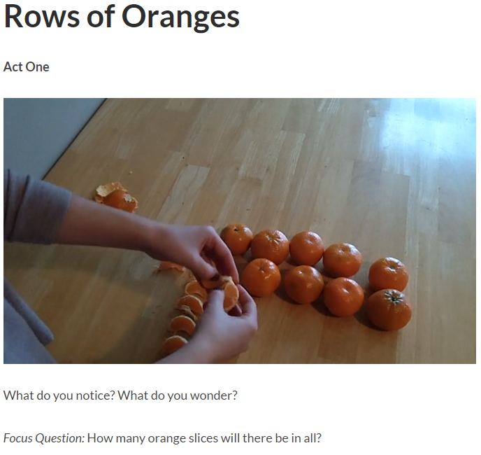 Here are early elementary 3-act tasks from @KendraLomax.  They definitely get kids thinking more deeply about math.    
learningfromchildren.org/3-act-tasks/