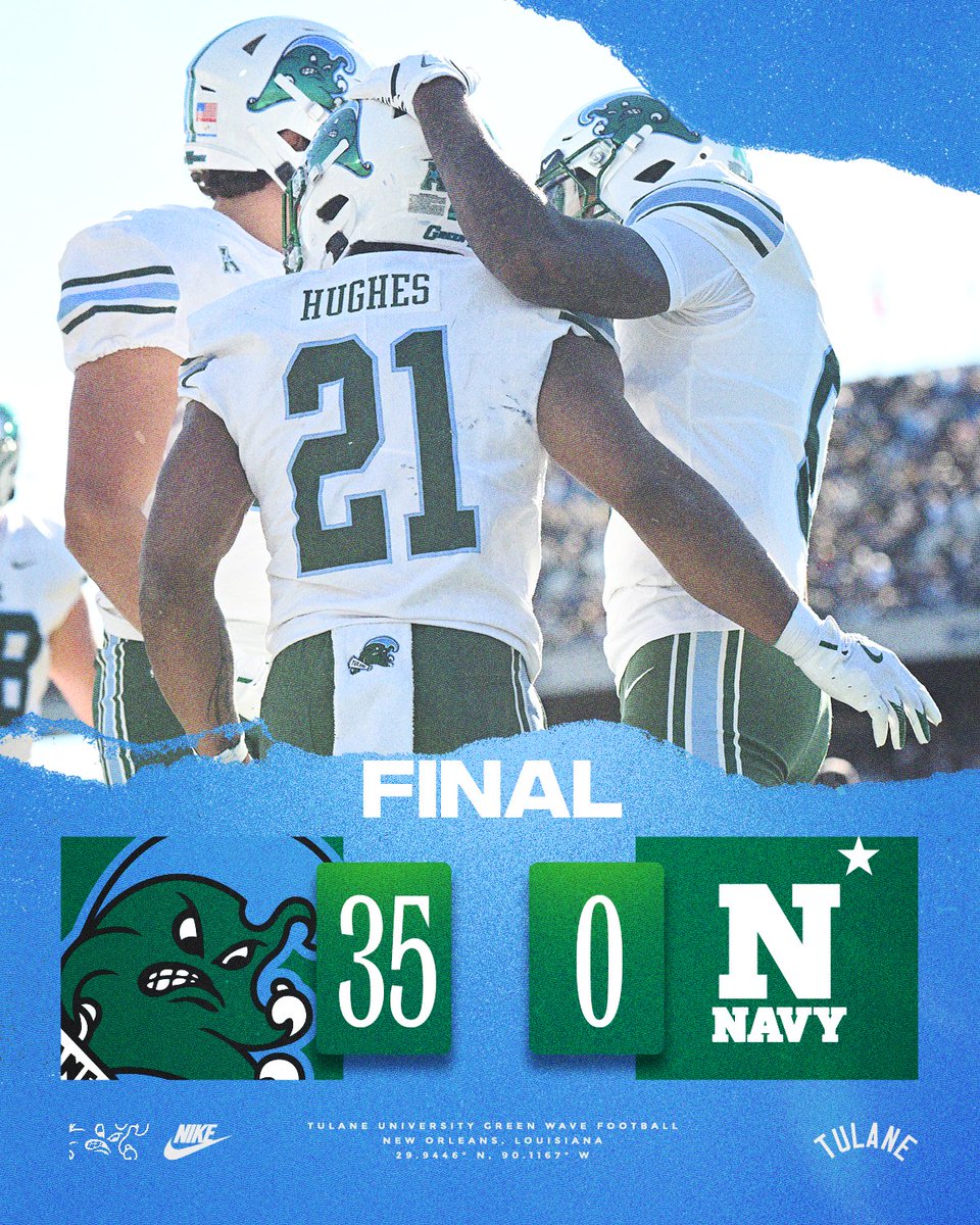Tulane Football (@greenwavefb) on Twitter photo How about the Wave!!!
A shutout road conference victory to earn a place in the <a href="/American_Conf/">The American</a> Championship!!!
#RollWave 🌊 How about the Wave!!!
A shutout road conference victory to earn a place in the <a href="/American_Conf/">The American</a> Championship!!!
#RollWave 🌊