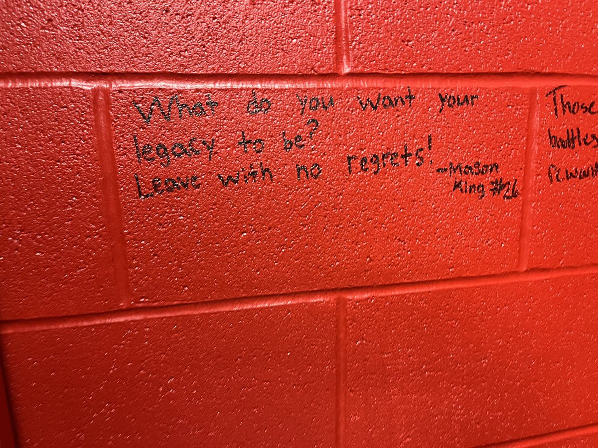 One tradition that I love is seeing the messages written by our seniors around the locker room.