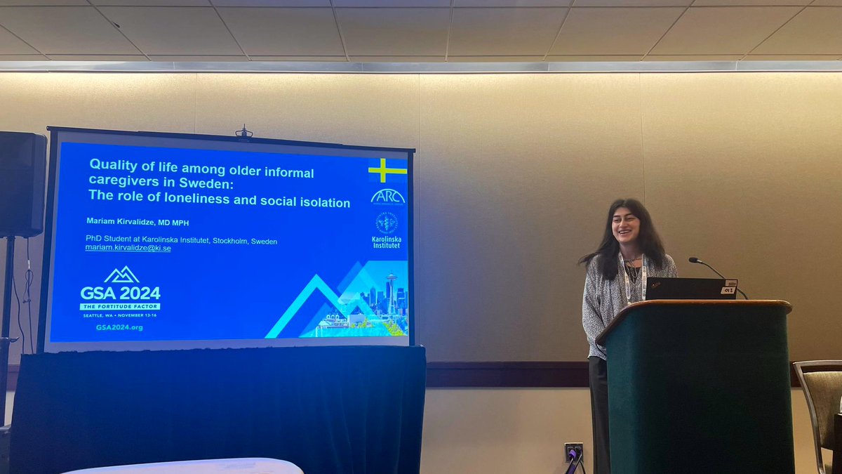 Mariam Kirvalidze (@mariamkirva) on Twitter photo Loneliness and social isolation are associated with lower mental health-related quality of life among older informal caregivers. Discussing our paper at #GSA2024 <a href="/geronsociety/">Gerontological Society of America (GSA)</a> annual meeting in Seattle.
<a href="/ARC__KI/">Aging Research Center</a> <a href="/karolinskainst/">Karolinska Institutet</a> <a href="/AmaiaCalderon/">Amaia Calderón-Larrañaga</a> Loneliness and social isolation are associated with lower mental health-related quality of life among older informal caregivers. Discussing our paper at #GSA2024 <a href="/geronsociety/">Gerontological Society of America (GSA)</a> annual meeting in Seattle.
<a href="/ARC__KI/">Aging Research Center</a> <a href="/karolinskainst/">Karolinska Institutet</a> <a href="/AmaiaCalderon/">Amaia Calderón-Larrañaga</a>