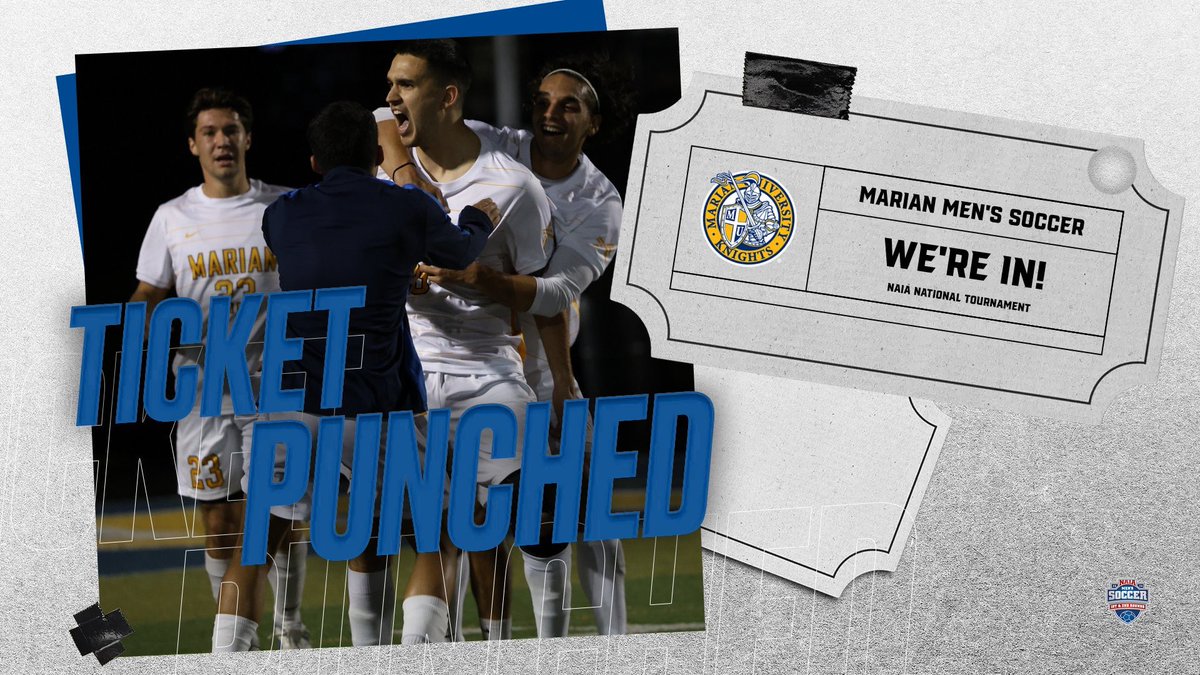 MUKnights's tweet image. WE’RE IN!!

For the first time in program history, @MarianMSOC is headed to the NAIA National Tournament!!!

Marian is headed to Oklahoma City for next Saturday’s NAIA Second Round!