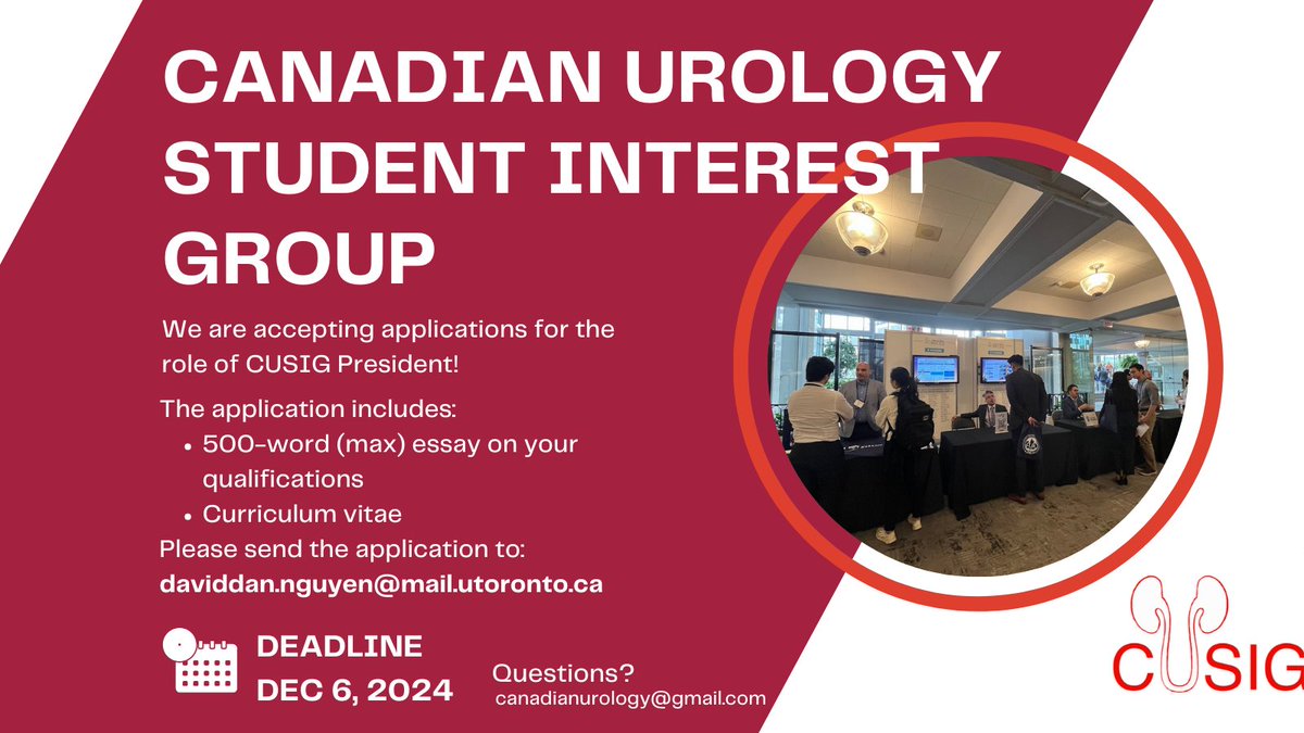 📢 CALL FOR APPLICATIONS!
📝CUSIG is accepting applications for the role of President
💭If interested, please prepare:
1. 500 word essay on qualifications and interest
2. Updated curriculum vitae
🗓️Deadline to apply is December 6, 2024 at 11:59 PM!