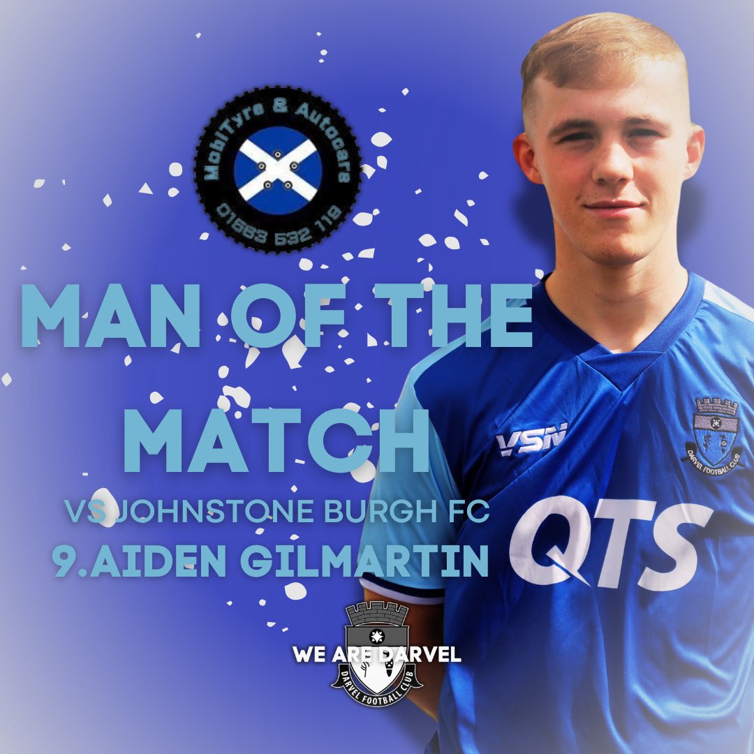 Darvel FC (@darvelfc) on Twitter photo MOBITYRE & AUTOCARE MOTM | vs Johnstone Burgh FC goes to 9.Aiden Gilmartin.
Aiden is available for sponsorship.
<a href="/MobityreAUTO/">Mobityre&Autocare</a>
#WeAreDarvel
๐๐ค๐ค MOBITYRE & AUTOCARE MOTM | vs Johnstone Burgh FC goes to 9.Aiden Gilmartin.
Aiden is available for sponsorship.
<a href="/MobityreAUTO/">Mobityre&Autocare</a>
#WeAreDarvel
๐๐ค๐ค