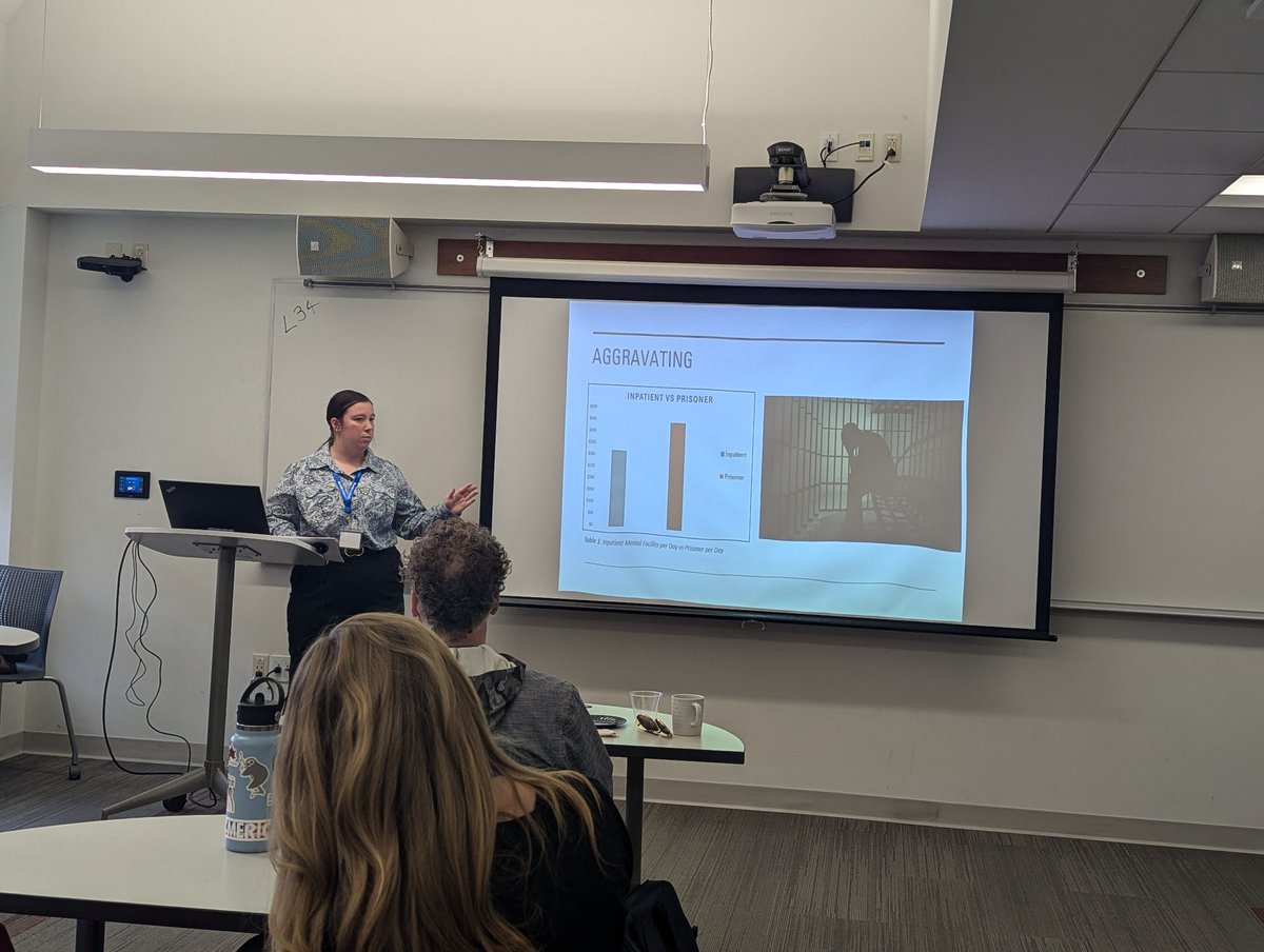 proflauradean's tweet photo. Great job @haley_willan12 on your presentation "Alternatives to Arrest for Mental Health Public Disturbances" at the Illinois Sociological Association Conference @MillikinU today! Very interesting public policy research and definitely well practiced and executed! https://t.co/fpILV5eFWf