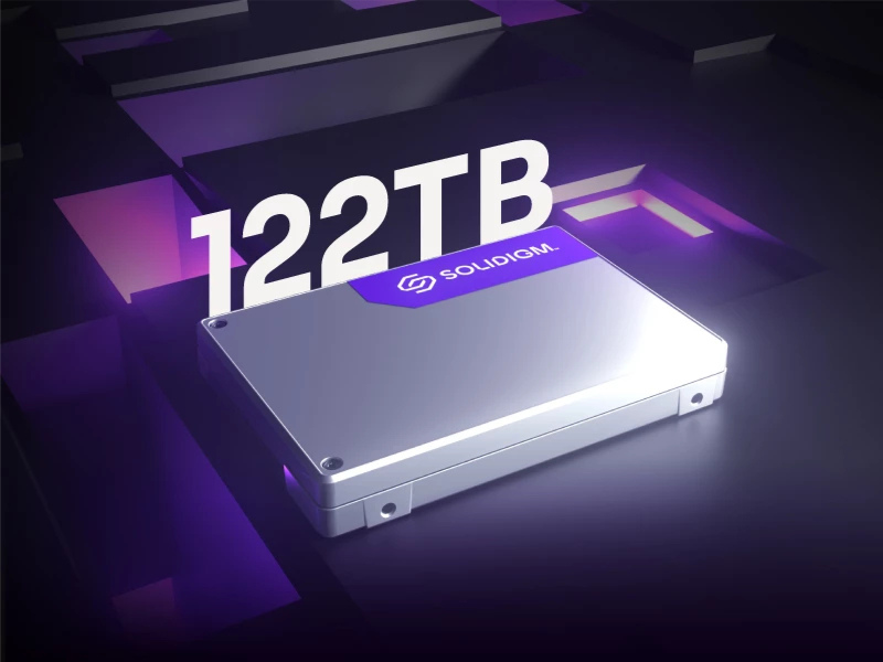 solidigm's tweet photo. Our newest 122TB D5-P5336 SSD doubles the storage space of Solidigm’s earlier 61.44TB version of the drive and is the world’s first SSD with unlimited Random Write endurance for five years — offering an ideal solution for AI and data-intensive workloads. https://t.co/HUQn2CJG1Q https://t.co/IQExpECiDk
