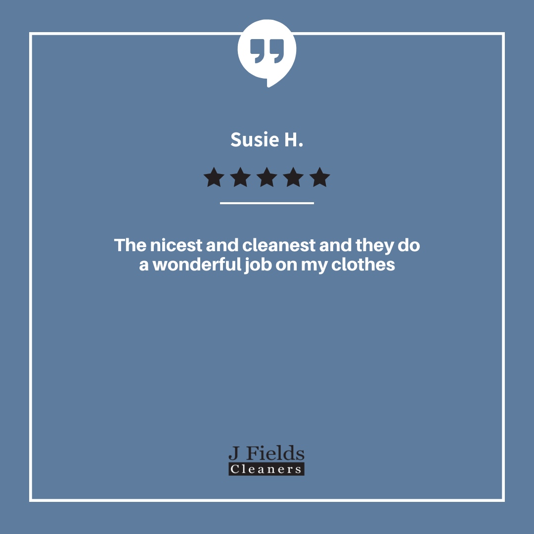 JFieldsCleaners's tweet image. Thank you, Susie! We're thrilled to hear you were happy with our service. At J. Fields Cleaners, we take pride in delivering a clean, crisp finish every time. Looking forward to serving you again! #CustomerAppreciation #CleanAndCrisp #JFieldsCleaners