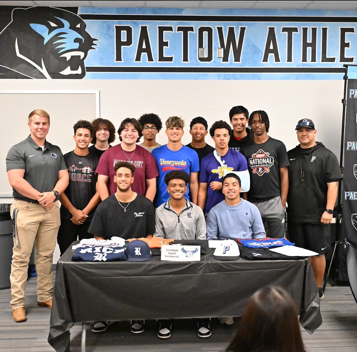 Paetow Baseball (@paetow_bsbl) on Twitter photo Congratulations to our very own <a href="/delgado_yarel/">Yarel Delgado</a> on signing his Letter of Intent to Rice University earlier this week. We are extremely proud of him and can’t wait to see where the game will take him. Congratulations to our very own <a href="/delgado_yarel/">Yarel Delgado</a> on signing his Letter of Intent to Rice University earlier this week. We are extremely proud of him and can’t wait to see where the game will take him.