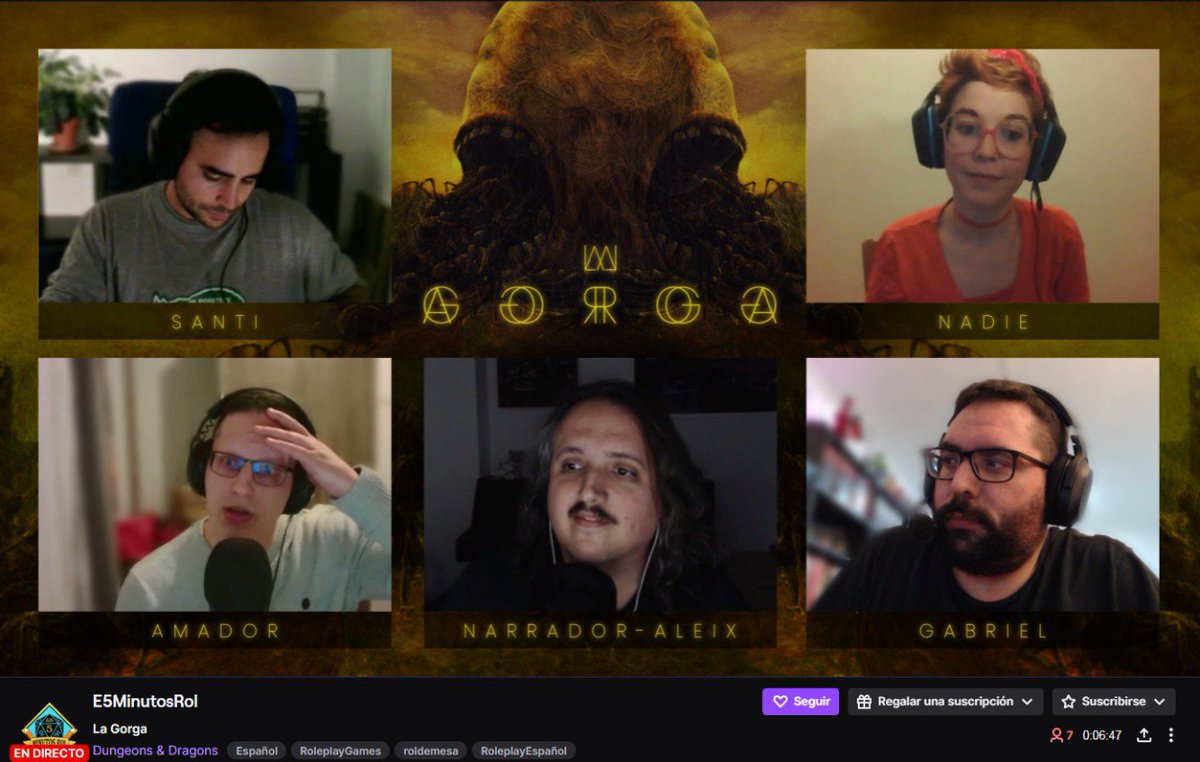 IniciativaTPK (@iniciativatpk) on Twitter photo ¡Hoy estamos en directo en casa de nuestros amigos de <a href="/En5MinutosRol/">En 5 Minutos Rol</a> con una inquietante partida de La Gorga!
🔸twitch.tv/e5minutosrol 🔸 ¡Hoy estamos en directo en casa de nuestros amigos de <a href="/En5MinutosRol/">En 5 Minutos Rol</a> con una inquietante partida de La Gorga!
🔸twitch.tv/e5minutosrol 🔸