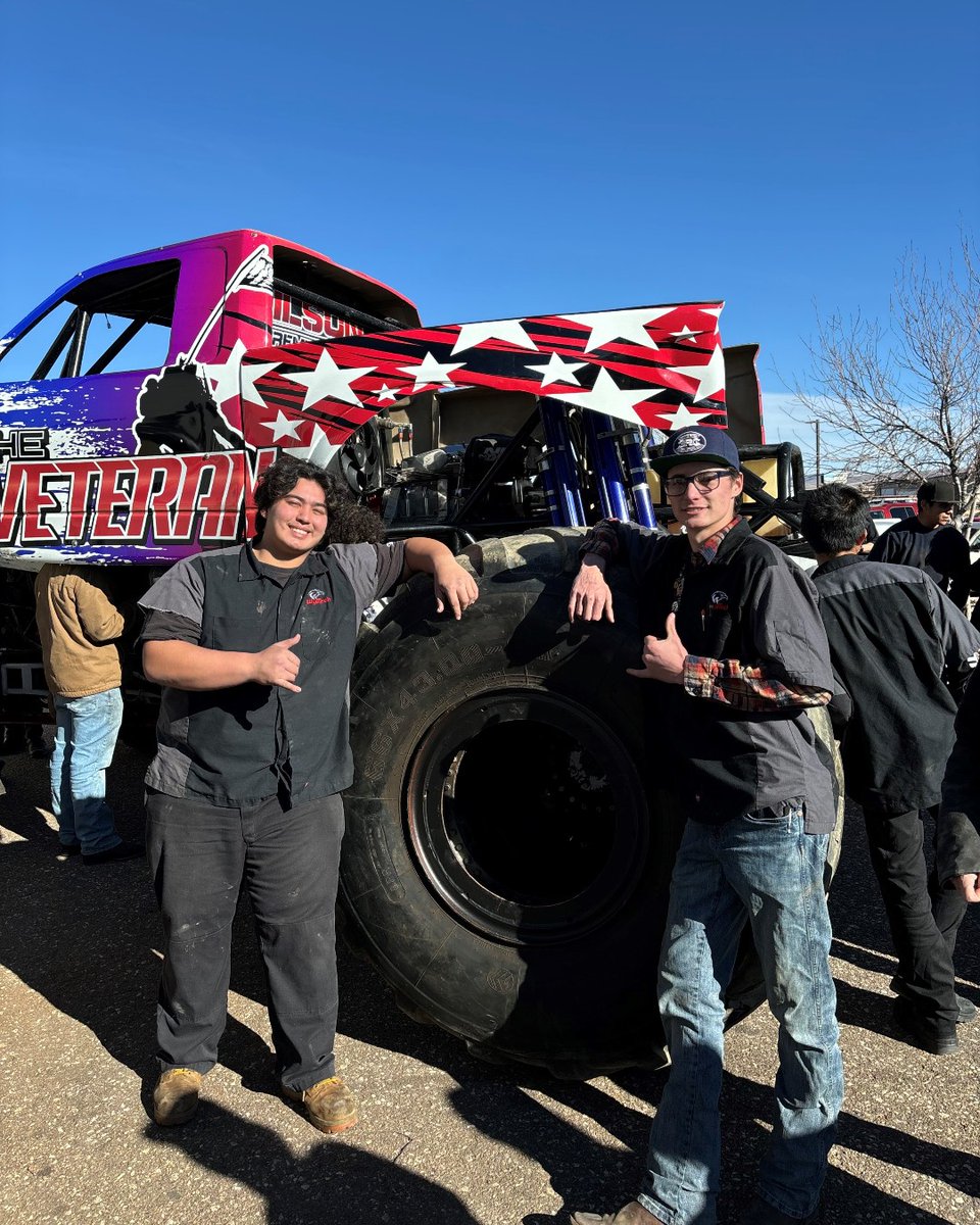 wyotech's tweet photo. This Thursday we welcomed the alumni twins and WyoTech Hall of Fame inductees, Travis and Tyler Groth, with the Veteran monster truck!
#wyotech #tradeschool #monstertruck #doubletrouble #theveteran https://t.co/hdqDCU7nG4