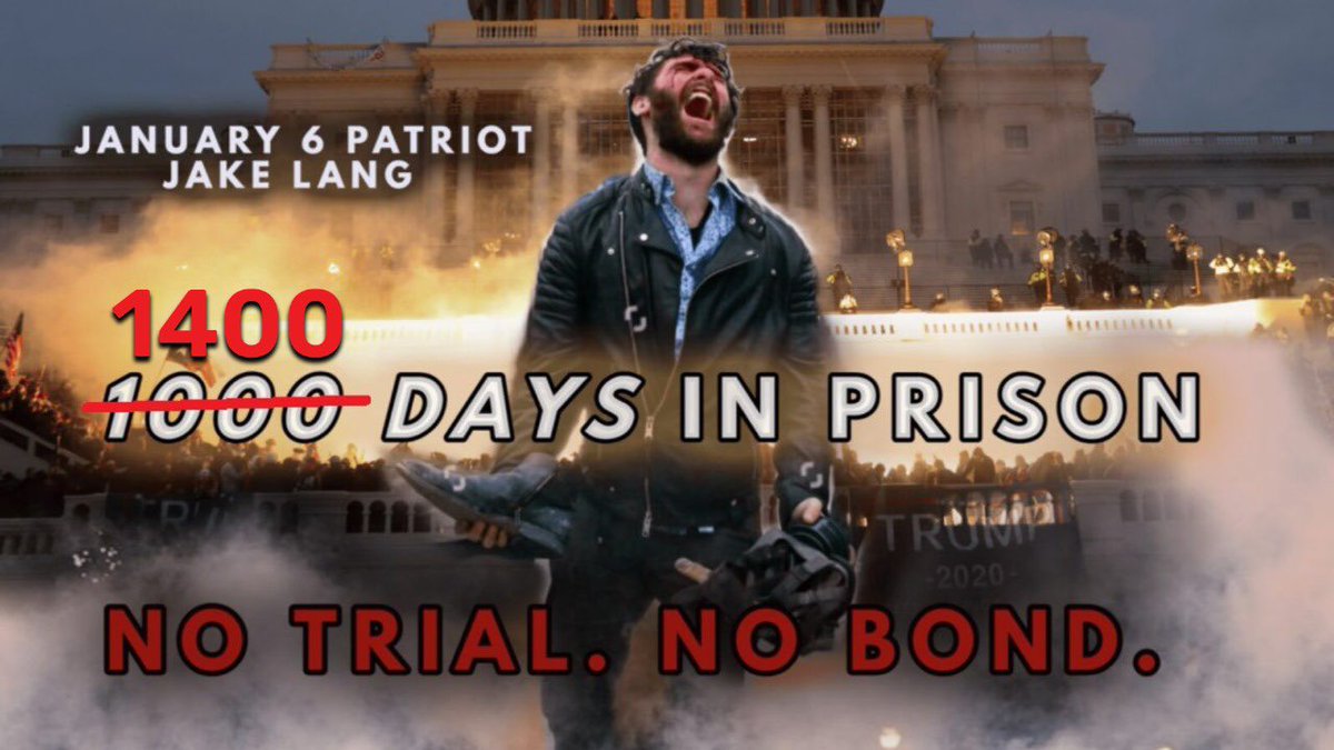 JakeLang's tweet photo. Exactly 1400 days ago, on January 16th 2021, I was swarmed by GESTAPO FBI agents outside my home in Upstate NY and tackled to the unforgiving pavement.

I was limping back home (I was shot on January 6 with a lethal round rubber bullet & it completely shattered my foot!)

From my local Church in Newburgh NY - when over a dozen agents rushed out of militarized armoured vehicles - fully automatic weapons drawn & red dots pointed at my head.

That was my last moment as a free man, I was kidnapped & taken hostage by the Deepstate. 

My crime? Constitutional Patriotism.

That was 4 years ago, the entire pathetic presidency of Joe Biden has come and gone & I still have not had a trial!!!

Democrats & uniparty RINOs have held me & my brothers for 1400 days as January 6 Political Hostages in the decrepit Washington DC Jail 'Gulag'

Our tragic story of endurance is not featured on mainstream FOX news or with the syndicated radio programs like Levin, Bongino or Shapiro ... 

Our names are rarely spoken by any Congressmen except in condemnation or accusation, save but just few brave souls...

We have been forgotten by the establishment - hundreds of veterans & upstanding citizens thrown away like trash, discarded in the gulag ... 

Every person of national leadership had counted us as irredeemable, reproachable 'domestic terrorists' ... 

Everyone but YOU - the Real American People, and the man you chose for President Donald J Trump, and our Father in Heaven.

Now by His unstoppable grace & mercy - the tables have turned, and the Light of Freedom has flickered back on. We are so close to freedom I can taste it.

My soul pines for the fresh crisp mountain air of Liberty, my heart flutters to once again sit in the serenity of snow covered hills of Freedom.

Freedom? What sweeter word is their before Salvation? Not a kinder proposition has God ever made to man. Give me your prayer & in return I will give you FREEDOM says the Lord.

So, for many dark & lonely nights I gave my tears as an offering before the Lord, and He heard from His throne the cries of a dejected man. In the tomb of a prison: all but the hope Christ taken from him. 

And the Lord turned His face towards me & His countenance shinned like the glory of ten thousand morning suns! He whispered in the dead of night .... Fight. Fight. Fight!

My child you were not made for surrender. Gird yourself like a man, for today you are here and tomorrow you shall be home. This long night has a daybreak for you, and when you arise from this grave, my glory shall fill the inner room of your heart & the inner temple of America.

Dismay is not your portion, take this altar of sacrifice for your Country with dignity and stay the course I have laid for you. I have promised and shall promise again - the courts of man shall not stand against the counsel of the LORD your God.

If you have my breath in your lungs, and my Son in your heart, the weight of this whole world shall not crush the hope I have kept in storage for you.

There hidden beneath the rubble of this disaster is an unspeakable grace, a testimony of my love, just keep digging. I desire a deeper heart from you.

Perform the duty I have require from you and in the end, your expectation will be fulfilled. I require a test for my soldiers, and my army is only ranked with those whom I have seen the muster of their faith.

Tomorrow you shall be free, endure for the night saith the Lord.

January 6 was so much more then a singular event for me, it was the transformation of America, it was the beginning of our reclamation of sacred ground. It was a Revolution.

- Edward Jacob Lang
January 6 Political Prisoner
#76480054