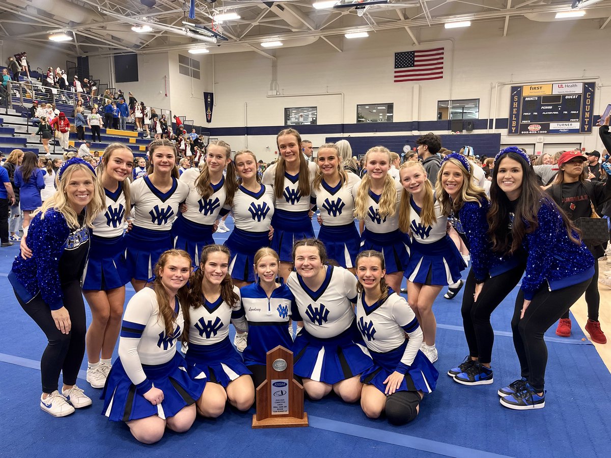 WVCheerleading's tweet photo. WVHS Cheer Cats are STATE BOUND!!! Region 4 Small Game Day Runners-Up in a stacked division 🏆 Couldn’t be more proud to have the opportunity to take the state mat once again 💙 https://t.co/v27SFwPSxh