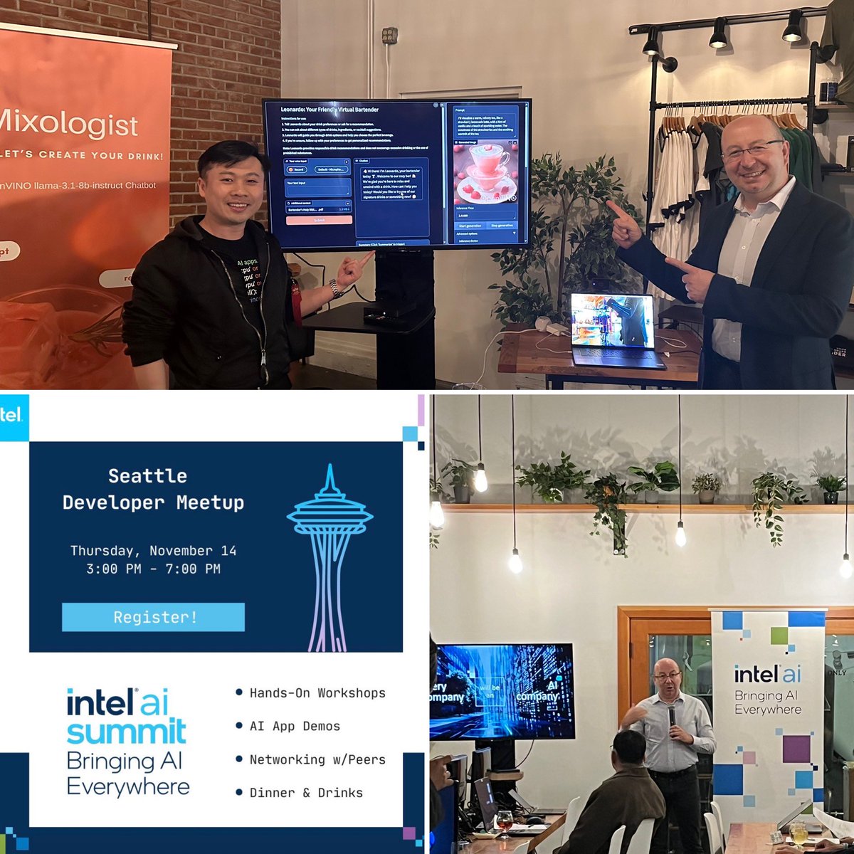 nuricankaya's tweet image. This week at the Intel AI Summit in Seattle, I delivered the keynote as developers dove into AI PC development. Three hours of hands-on learning—and everyone left with a free AI PC developer kit! #AIPC #IntelAI
