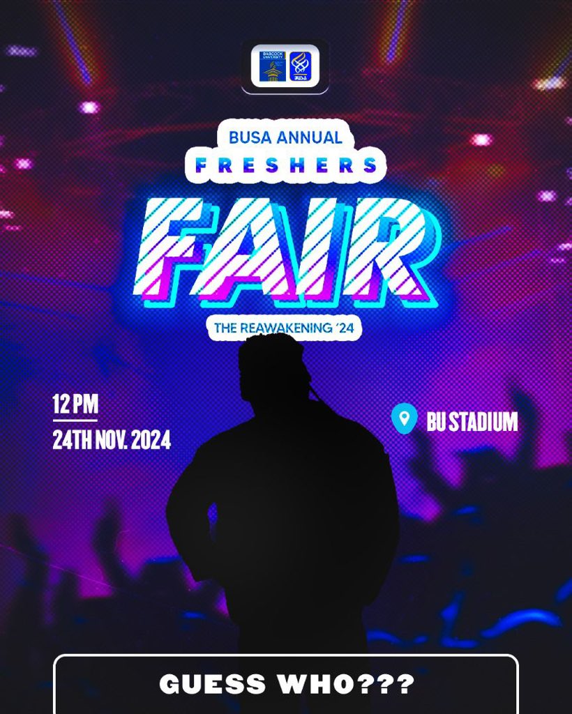 BabcockStudents's tweet image. BUSA ANNUAL FRESHERS FAIR 
THE RE-AWAKENING 24’
GUESS WHO⁉️

#busa #freshersfair #busafrehersfair2024