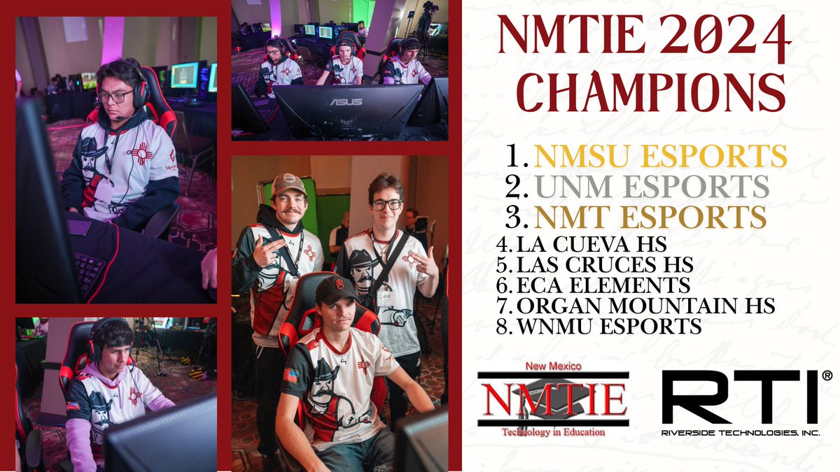 Coming home with a Chip for #AggieNation 🏆

'NMSU ESPORTS' are your 2024 <a href="/nmtie/">NM TIE</a> Esports #RocketLeague Champions! 

🥇<a href="/Grand_rl/">Aidan</a>
🥇<a href="/uniquequerque/">Aiden</a>
🥇Kordero

GGs to all the amazing teams at the event, and special thanks to <a href="/RiversideTech/">RTI</a> for putting the conference on! #GoAggies