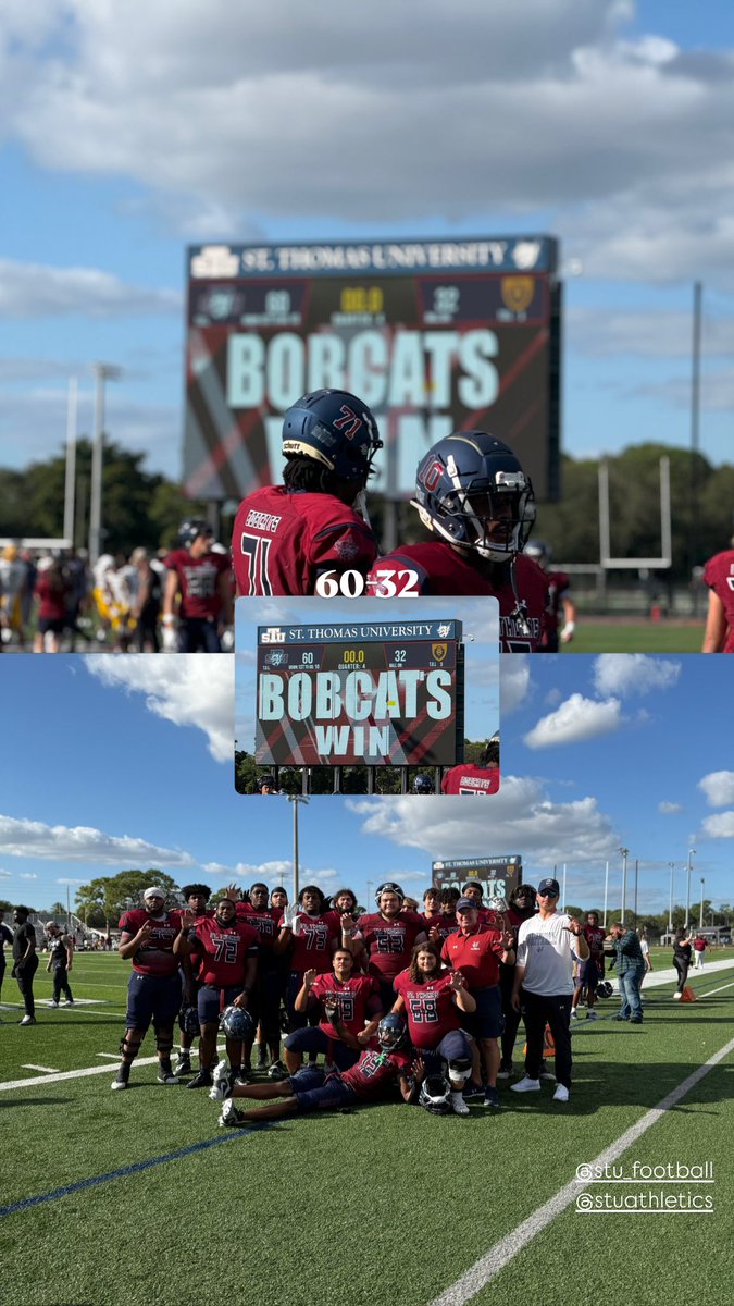 StThomasUniv's tweet photo. Bobcats win 🤩🤩🤩🤩
@STU_Football • @STU_Athletics
#STUMiami // #STULimitless // #STUFootball https://t.co/1lgEbZ3mpW