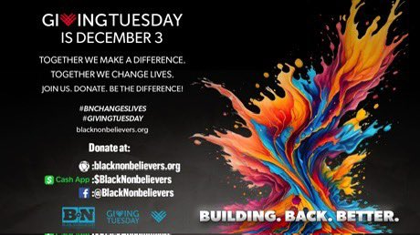 BNonbelievers's tweet photo. Giving Tuesday is approaching, and we’re getting a head start!

Please be sure to include us in your giving. Our work needs you!

https://t.co/9Fy76ijM8I https://t.co/OI6yjcCwH1