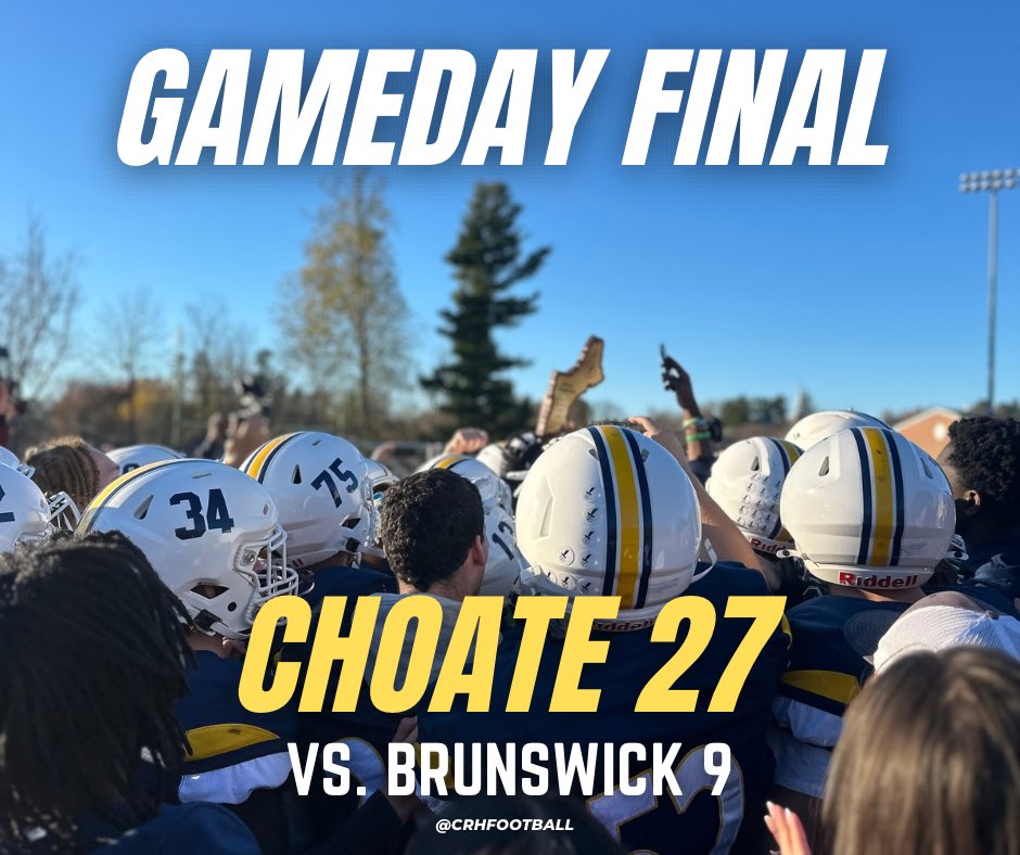 Choate Rosemary Hall Football 🐗 (@crhfootball) on Twitter photo W ✅!
Choate wins The NEPSAC Championship Bowl Game vs. an incredibly talented, tough and well-coached Brunswick Football squad!
Thank you to our players, parents, coaches and school community for everything!
#cthsfb <a href="/SPBowley/">Sean Patrick Bowley</a> <a href="/GameTimeCT/">GametimeCT</a> #CrankIt #Team125 <a href="/coach_spinnato/">Coach Spinnato</a> W ✅!
Choate wins The NEPSAC Championship Bowl Game vs. an incredibly talented, tough and well-coached Brunswick Football squad!
Thank you to our players, parents, coaches and school community for everything!
#cthsfb <a href="/SPBowley/">Sean Patrick Bowley</a> <a href="/GameTimeCT/">GametimeCT</a> #CrankIt #Team125 <a href="/coach_spinnato/">Coach Spinnato</a>