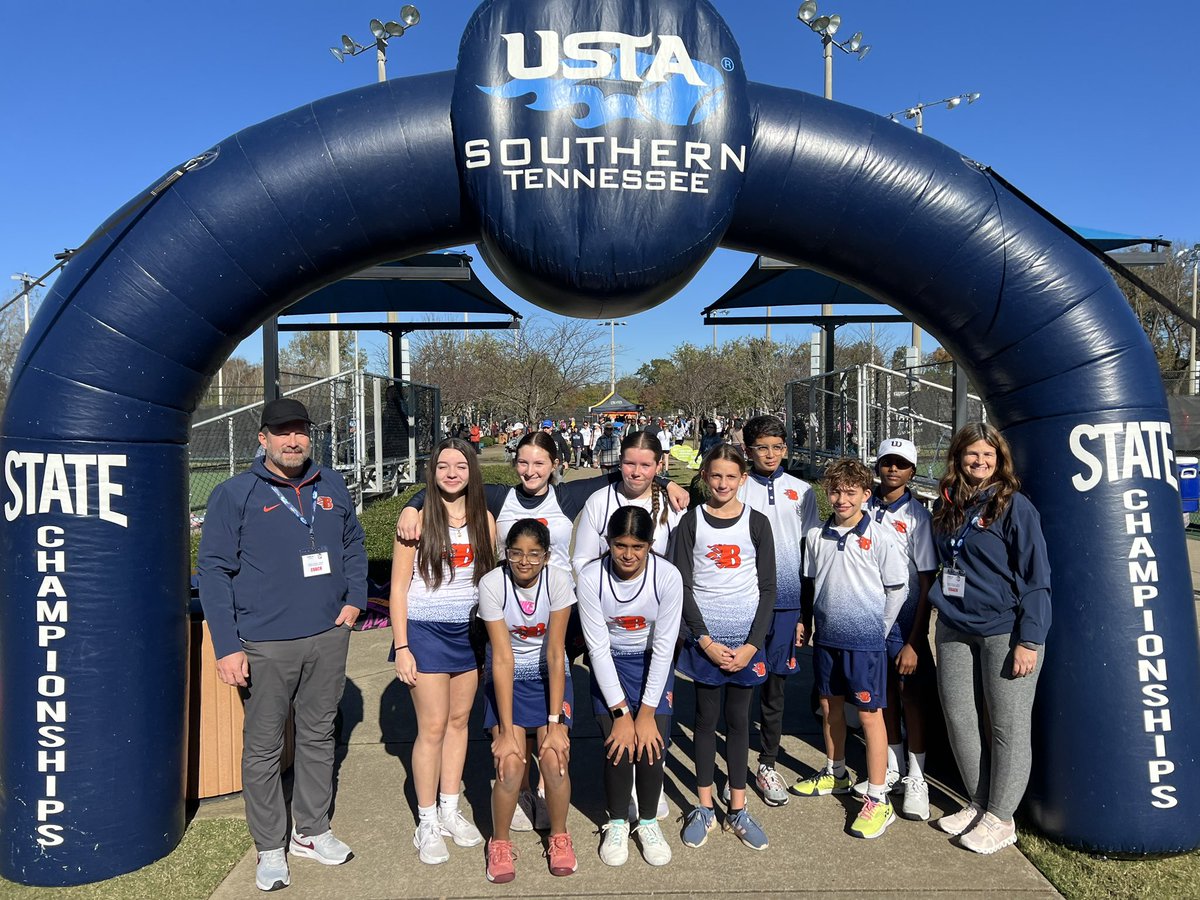 BMSTennis's tweet photo. Flames are heating up the courts at the State Championships!  #WeAreBlackman 🧡💙🎾🔥 https://t.co/lDJyhyiTHu