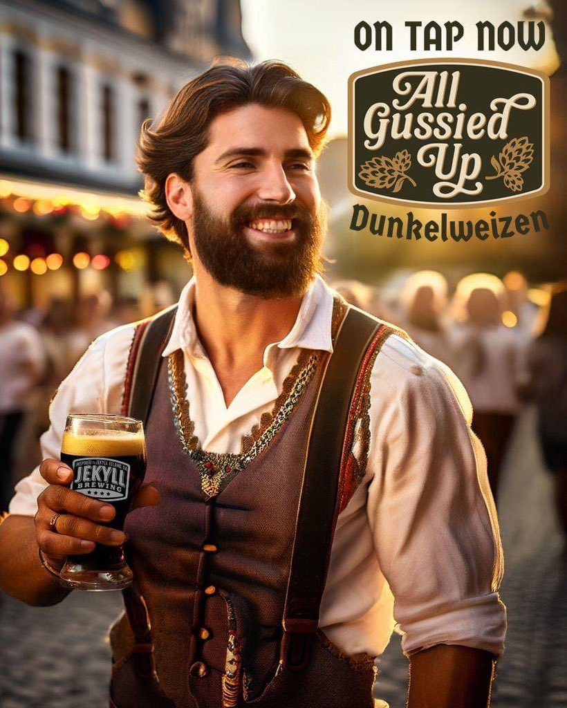 🍺| All Gussied Up - Dunkelweizen - 5.1%
🌾| Rich and bready, chocolatey, with a background of spicy hefe yeast esters

Note: *Not all locations release new beers at the same time. Availability may vary.

#jekyllbrewing #ontapnow #beerme #newbeer #newrelease #craftbeer