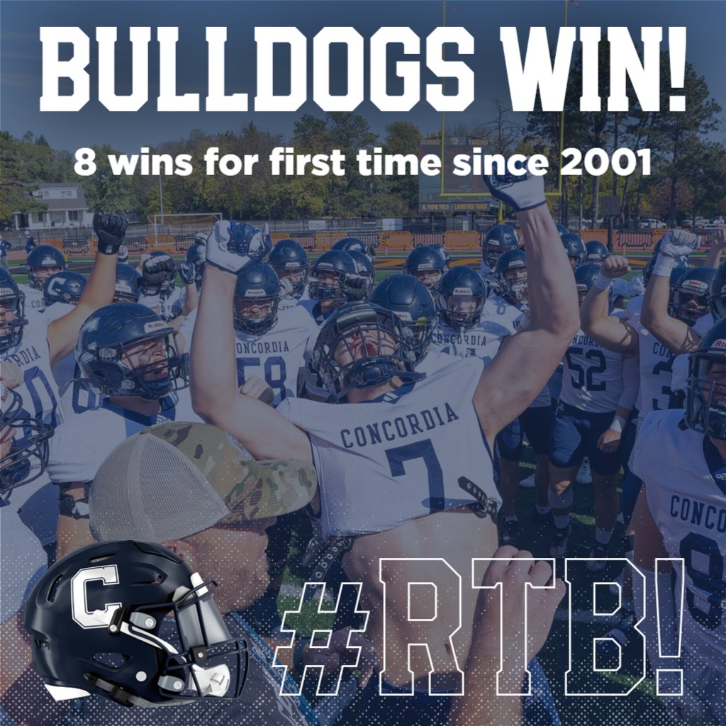 Concordia Bulldogs (@cunebulldogs) on Twitter photo ❗ STATED OUR CASE ❗
FINAL: (20) <a href="/CUNEFootball/">CUNE Football</a> 45, Midland 13 (Fremont, NE). #RTB! 🔔
CUNE (8-2) has scored its most wins in a season since 2001!
BOX SCORE: naiastats.prestosports.com/sports/fball/2… ❗ STATED OUR CASE ❗
FINAL: (20) <a href="/CUNEFootball/">CUNE Football</a> 45, Midland 13 (Fremont, NE). #RTB! 🔔
CUNE (8-2) has scored its most wins in a season since 2001!
BOX SCORE: naiastats.prestosports.com/sports/fball/2…