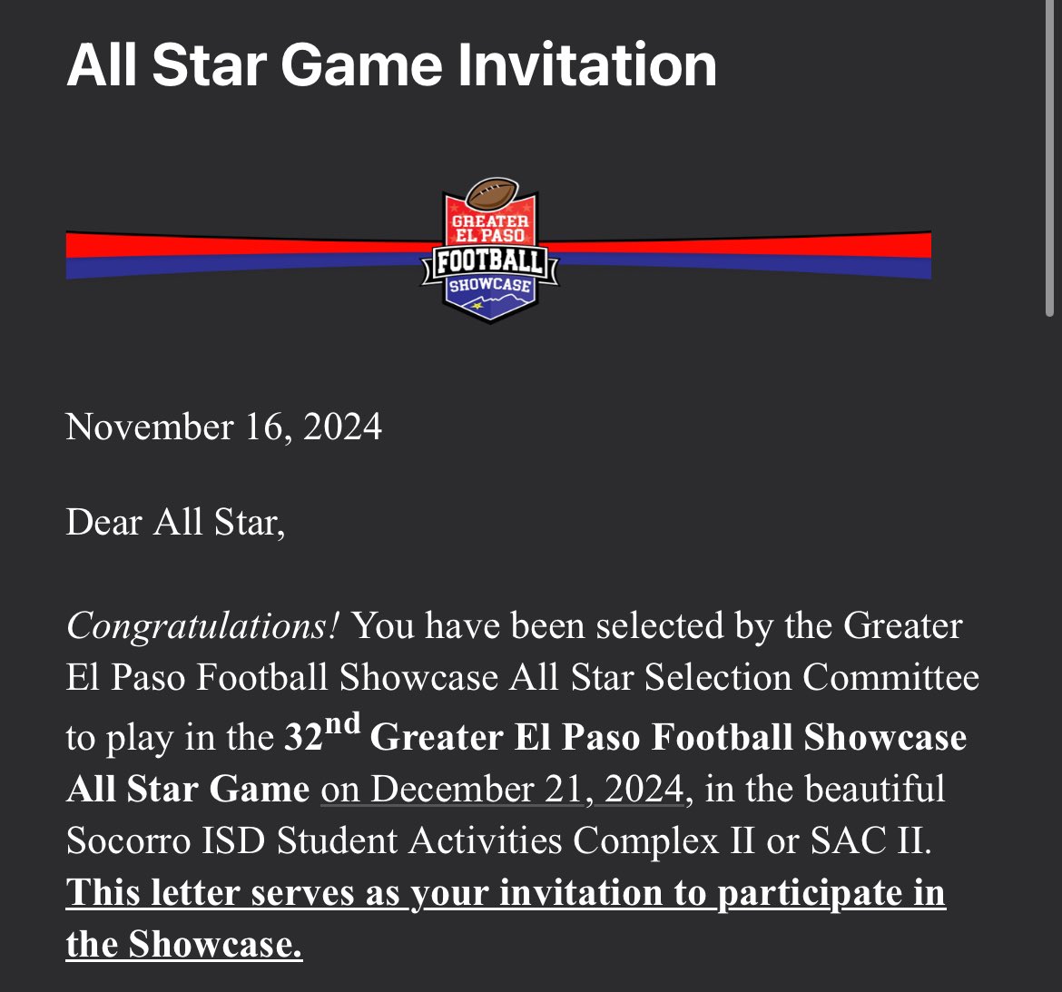 So thankful for having the opportunity to be a part of this tradition and thankful for my coaches that helped me achieve it.
<a href="/OJGarcia12/">Omar Garcia, M.Ed.</a> 
<a href="/RBCoachMelendez/">Coach Melendez</a> 
<a href="/M_JuarezHHS/">Coach Juarez</a> 
<a href="/Horizon_FB/">Horizon Football</a> 
<a href="/Prep1USA/">PREP1</a> 
<a href="/915Showcase/">Greater EP Football Showcase</a>