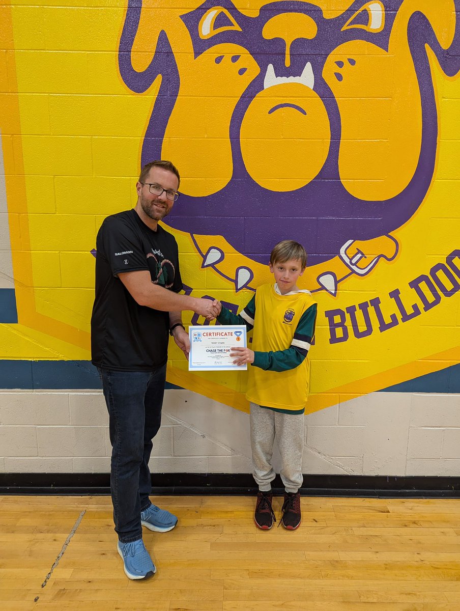 MsEmilyHynes's tweet photo. Big congratulations to Teddy Evan’s of Grade 5 who claimed a sweet victory at the “Chase the Fox”race! Your future is bright, Teddy! We are so proud of you! Thank you Mr. Patterson for all your dedication to our athletics program! Go Bulldogs! 🥇🏃🏼 @BrooksideInt  @SamPatersonEDU https://t.co/Pq0eIkJwHb