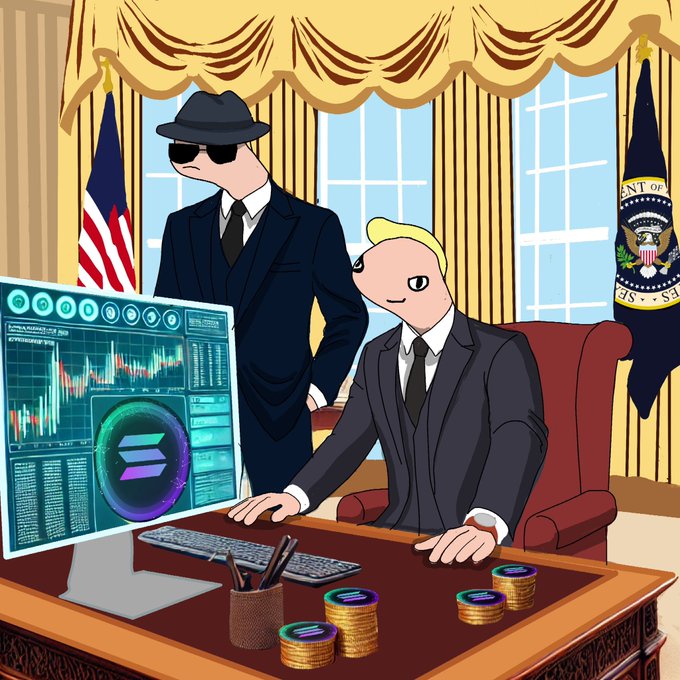 BowTiedFuria's tweet photo. @0xSweep Buy @secrotonsol. Join the cult ! Protect da prez @dolandtremp_sol. Something is cooking https://t.co/mFWenU4WNR