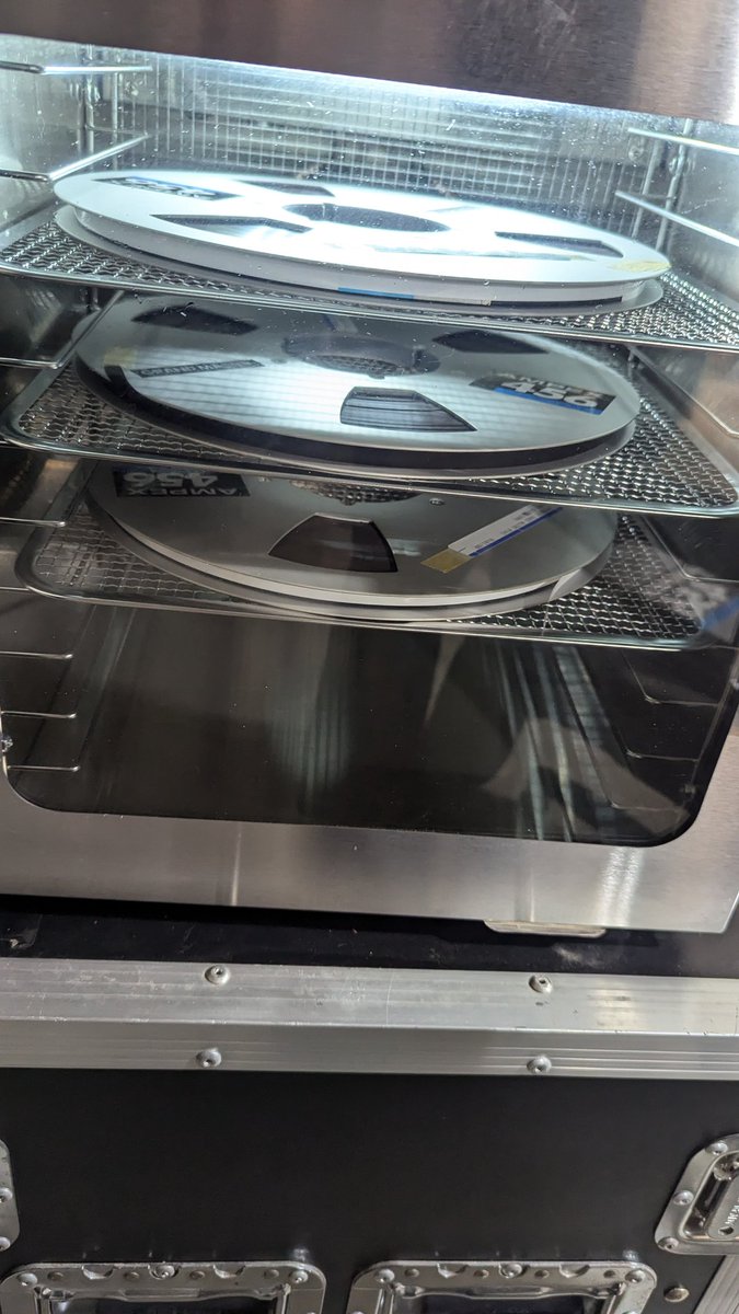 I got the new tape oven. Works great for these 10.5 quarter inch reels. The 2 inch stuff, not so great. I might have to cut out half the shelving to suit the 2 inch tapes.