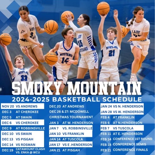 Tyler Buchanan (@tylernc1) on Twitter photo Smoky Mountain's Men's and Women's Basketball teams will open the 2024-25 season on Wednesday at home against Andrews. The schedule for this season is shown below. I'm looking forward to following <a href="/CoachTomYoung/">Thomas Young</a> and <a href="/SMHSwomensBball/">Mustangs</a> <a href="/SMHSMustangsBB/">Smoky Mountain Mustang Boys Basketball</a> this season. Go Mustangs! Smoky Mountain's Men's and Women's Basketball teams will open the 2024-25 season on Wednesday at home against Andrews. The schedule for this season is shown below. I'm looking forward to following <a href="/CoachTomYoung/">Thomas Young</a> and <a href="/SMHSwomensBball/">Mustangs</a> <a href="/SMHSMustangsBB/">Smoky Mountain Mustang Boys Basketball</a> this season. Go Mustangs!