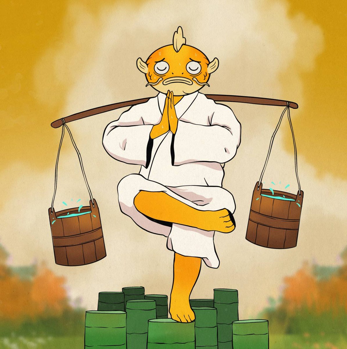 Shinjikoieth's tweet photo. Inner peace, outer gains. Shinji is on a mission – no one can break a fish that’s destined to be a dragon! https://t.co/5clAiv03F5