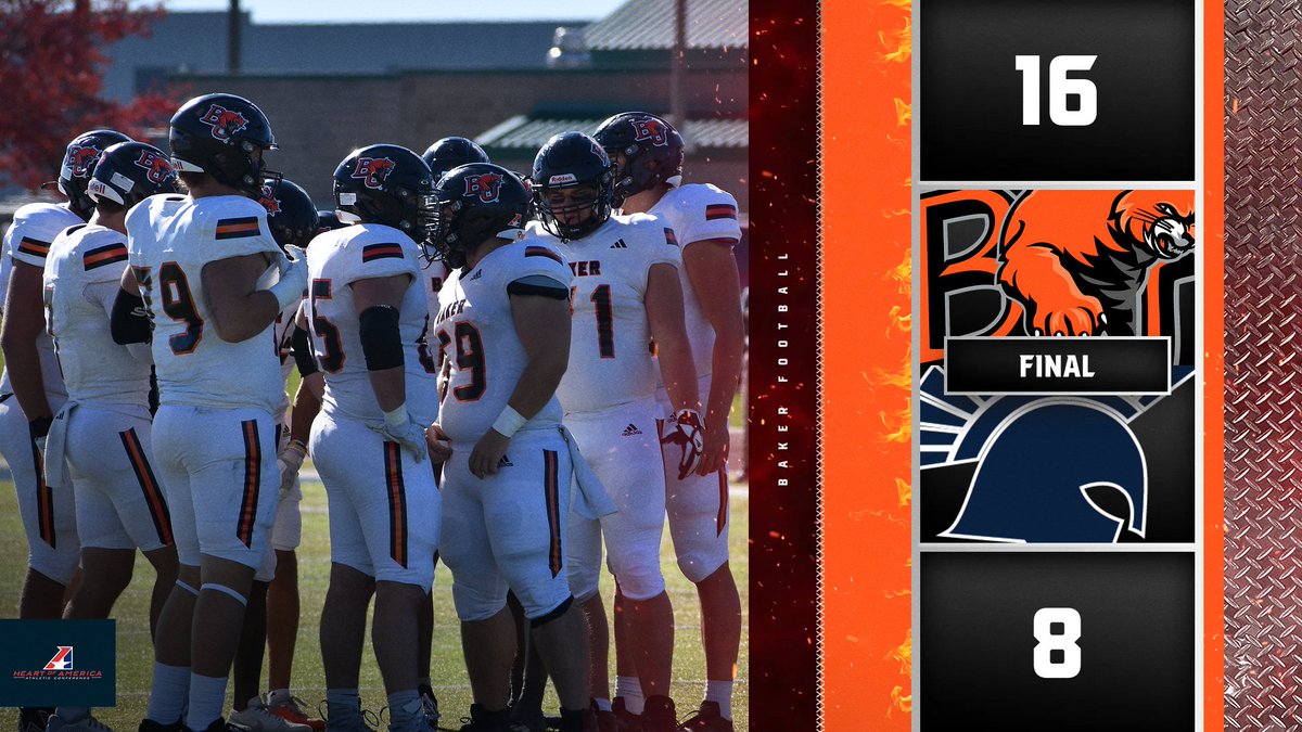 FB: Final - #12 Baker defeats Missouri Baptist, 16-8 to clinch a share of the Heart South championship for the 2nd straight year!!

#BakerBuildsChampions