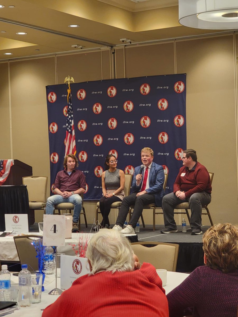 dixonswolfe's tweet photo. Honored to join @GOPWomenIL at their  annual meeting to celebrate the energy and leadership of young conservatives driving the movement forward. Shared the amazing impact of @charliekirk11 & @tpaction in winning Wisconsin for @realDonaldTrump. The 2024 election proves there’s hope for a bold Republican future even in Illinois! 🐘🇺🇸