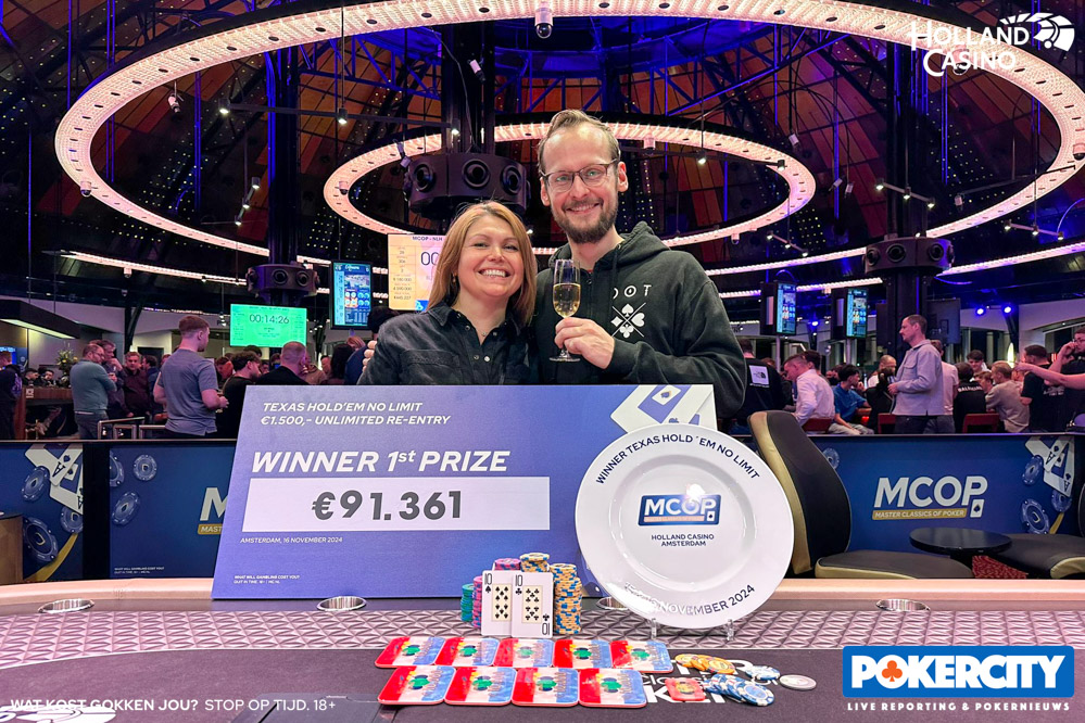 🥇🥈🥇 GOUD-ZILVER-GOUD! Wouter Beltz wint €1.650 NLH! (weer)

Wouter Beltz heeft een zeer opmerkelijke prestatie neergezet. Hij won het €1.650 NLH Re-entry toernooi bij de MCOP voor de tweede keer, nadat hij in 2022 ook al won. En vorig jaar in 2023 werd Beltz tweede!