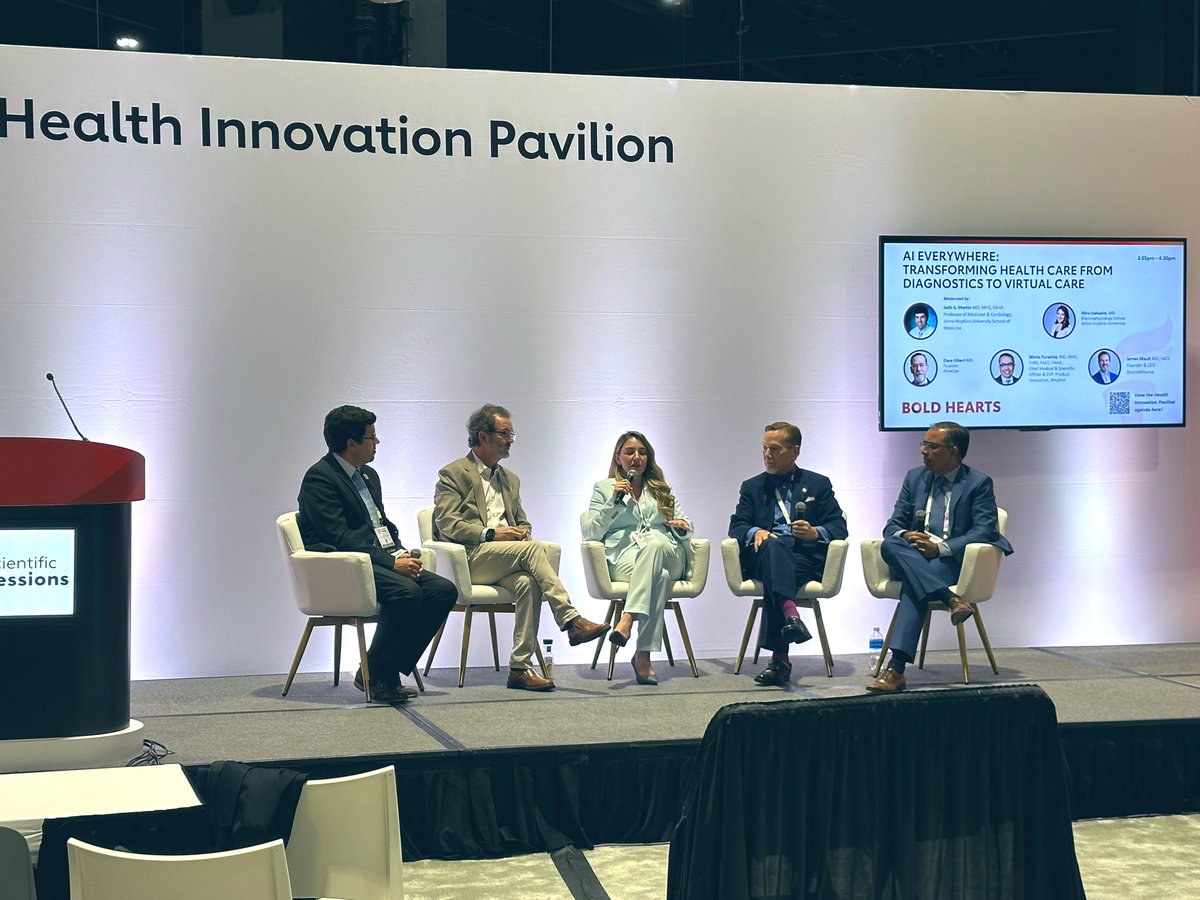 Francoise Marvel, MD (@doctormarvelmd) on Twitter photo Happening now 🔥 AI Everywhere: Transforming Health Care From Diagnostics to Virtual Care #AHA24
<a href="/SethShayMartin/">Seth Martin</a> moderator and panel <a href="/NinoIsakadze/">Nino Isakadze</a> <a href="/leftbundle/">Mintu Turakhia, MD MS</a> <a href="/DrDave01/">David E. Albert, M.D</a> James Mault discuss what’s ahead for AI in cardiovascular 🫀 care.
<a href="/hopkinsheart/">Johns Hopkins Cardiology</a> Happening now 🔥 AI Everywhere: Transforming Health Care From Diagnostics to Virtual Care #AHA24
<a href="/SethShayMartin/">Seth Martin</a> moderator and panel <a href="/NinoIsakadze/">Nino Isakadze</a> <a href="/leftbundle/">Mintu Turakhia, MD MS</a> <a href="/DrDave01/">David E. Albert, M.D</a> James Mault discuss what’s ahead for AI in cardiovascular 🫀 care.
<a href="/hopkinsheart/">Johns Hopkins Cardiology</a>