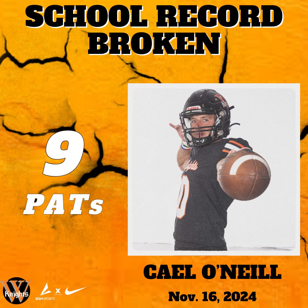 WartburgKnights's tweet photo. Cael O'Neill set a new single game record with his 9 PATs today! 🚨 https://t.co/J1XAnd3UwV