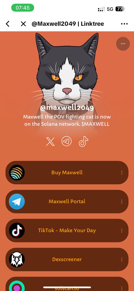 Mertenszn's tweet photo. Simple narrative 

Name - Maxwell 

Occupation- Street Cat  Bully

Fatality - 10/10

Reach - 2.4 million followers, with videos averaging over 5 million views 

Normies are coming gradually into the market, and they only want to buy memes they familiar with, Maxwell @max2049max ticks this box. 

With catcoins been heavily undervalued compared to dog coins, we might have finally found a runner below 1m marketcap 

Maxwell is coming to bully your favorite catcoin and it’s coming fasttttt.