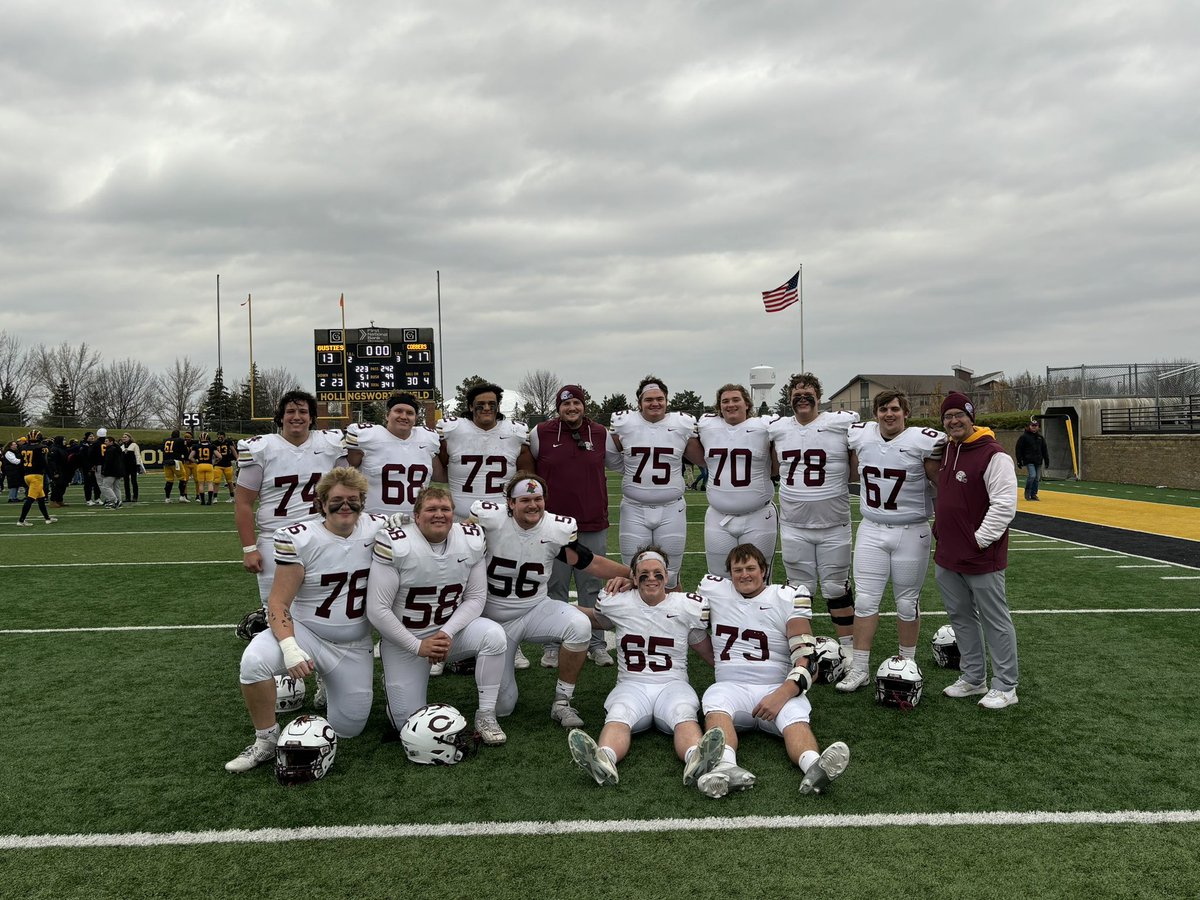 THE HOGS!! So proud of the big boys up front. They fought and battled through adversity all year, and I am so proud to be their coach! We’re building something special here, and none of it would be possible without the commitment to excellence of our seniors! #RollCobbs 🌽