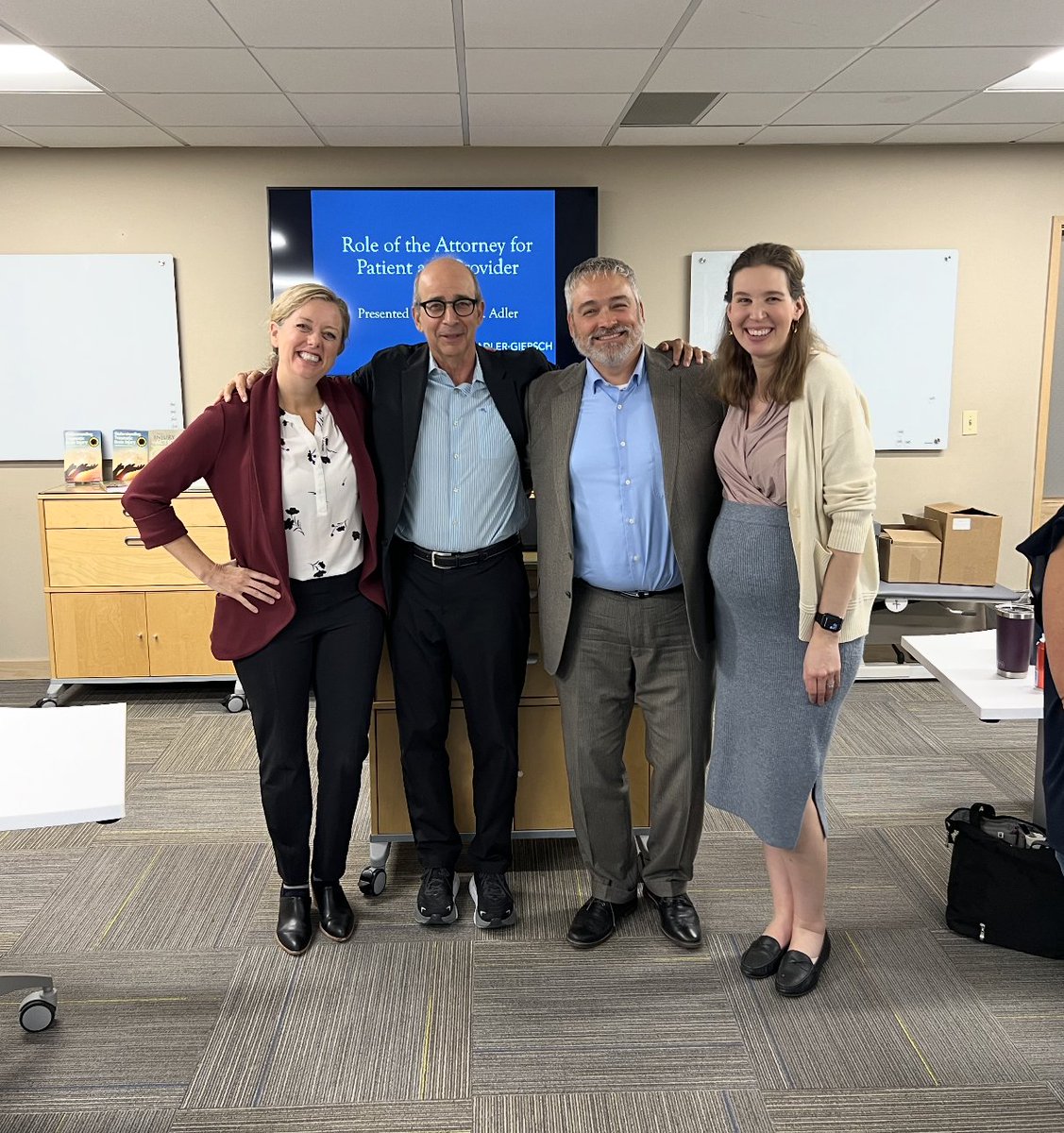 mtipt's tweet image. Thank you to the awesome team of Attorneys from @AdlerGiersch (From L to R: Melissa Carter, Richard Adler, Arthur Leritz &amp;amp; Elizabeth Ruff) for sharing their expertise on medical legal documentation with some of our team members this morning. We really enjoyed learning from you!