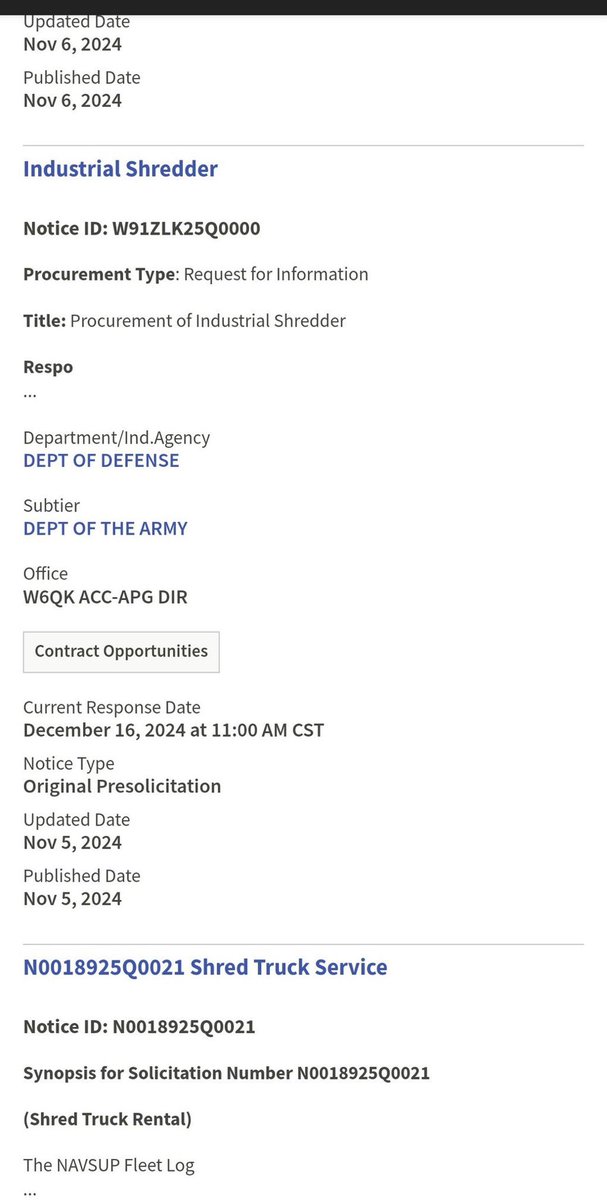 Looks as if the Department of Defense has ordered an industrial shredder.

WARNING:

Shredding documents is a felony. We will not accept claims of “I was just doing my job.”

The hammer of Justice is coming.