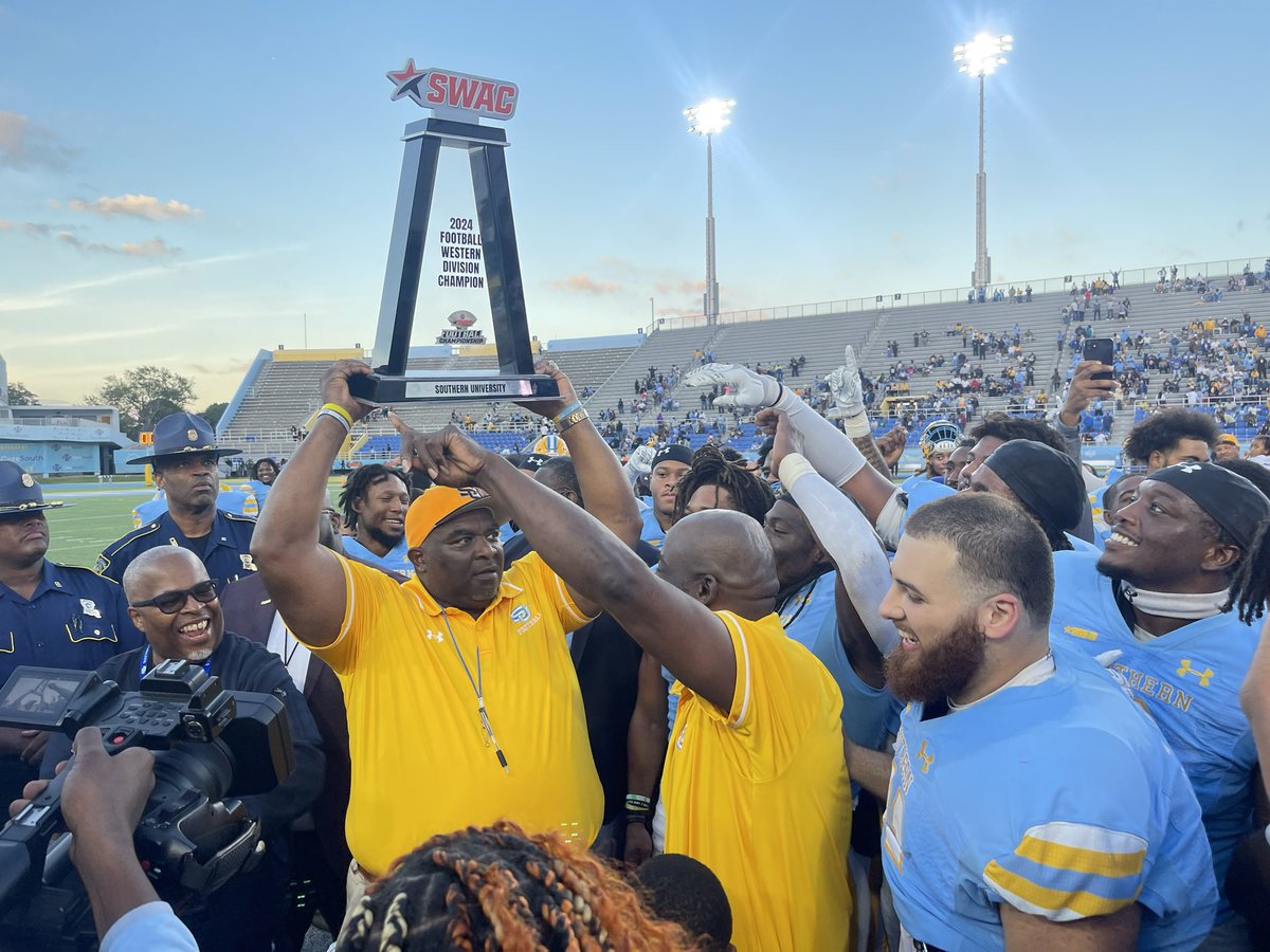KBatisteJr's tweet photo. The West is Won. 

Southern defeats UAPB 31-9. 

SU is headed to the SWAC Championship game. @WAFB https://t.co/zZuVWBLsfv