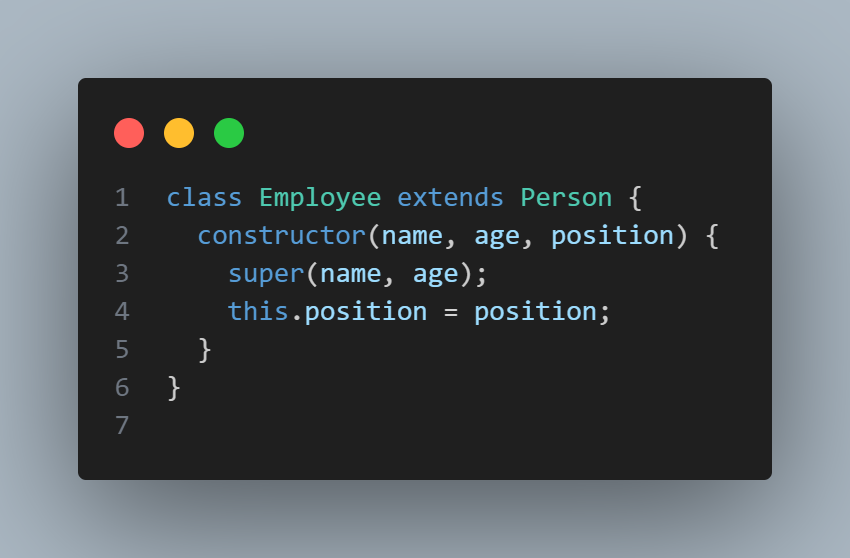 michaelthecode's tweet image. Day 17 of #30DaysOfJavaScriptMastery: 𝗘𝘅𝗽𝗹𝗼𝗿𝗶𝗻𝗴 𝗘𝗦𝟲 𝗖𝗹𝗮𝘀𝘀𝗲𝘀!
ES6 classes make JavaScript inheritance simpler and more readable. Here’s how `𝗘𝗺𝗽𝗹𝗼𝘆𝗲𝗲` extends `𝗣𝗲𝗿𝘀𝗼𝗻`:
What do you think of ES6 classes? #JavaScript #CodeNewbie