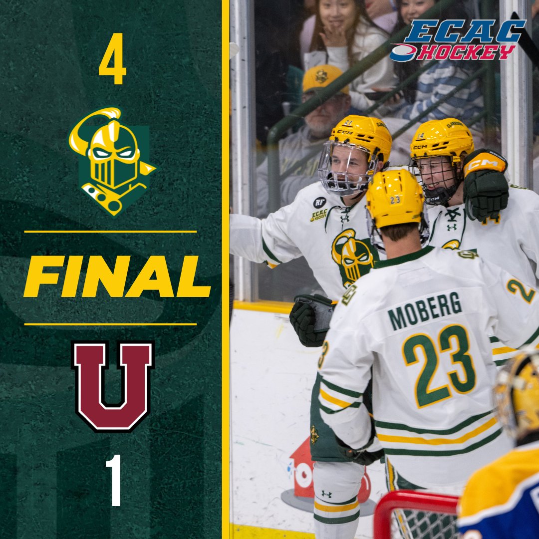 ClarksonMHockey's tweet photo. 🟢CLARKSON WINS🟡

Golden Knights beat Union tonight to complete the first ECAC weekend sweep! #letsgotech https://t.co/FVWt1AMudu