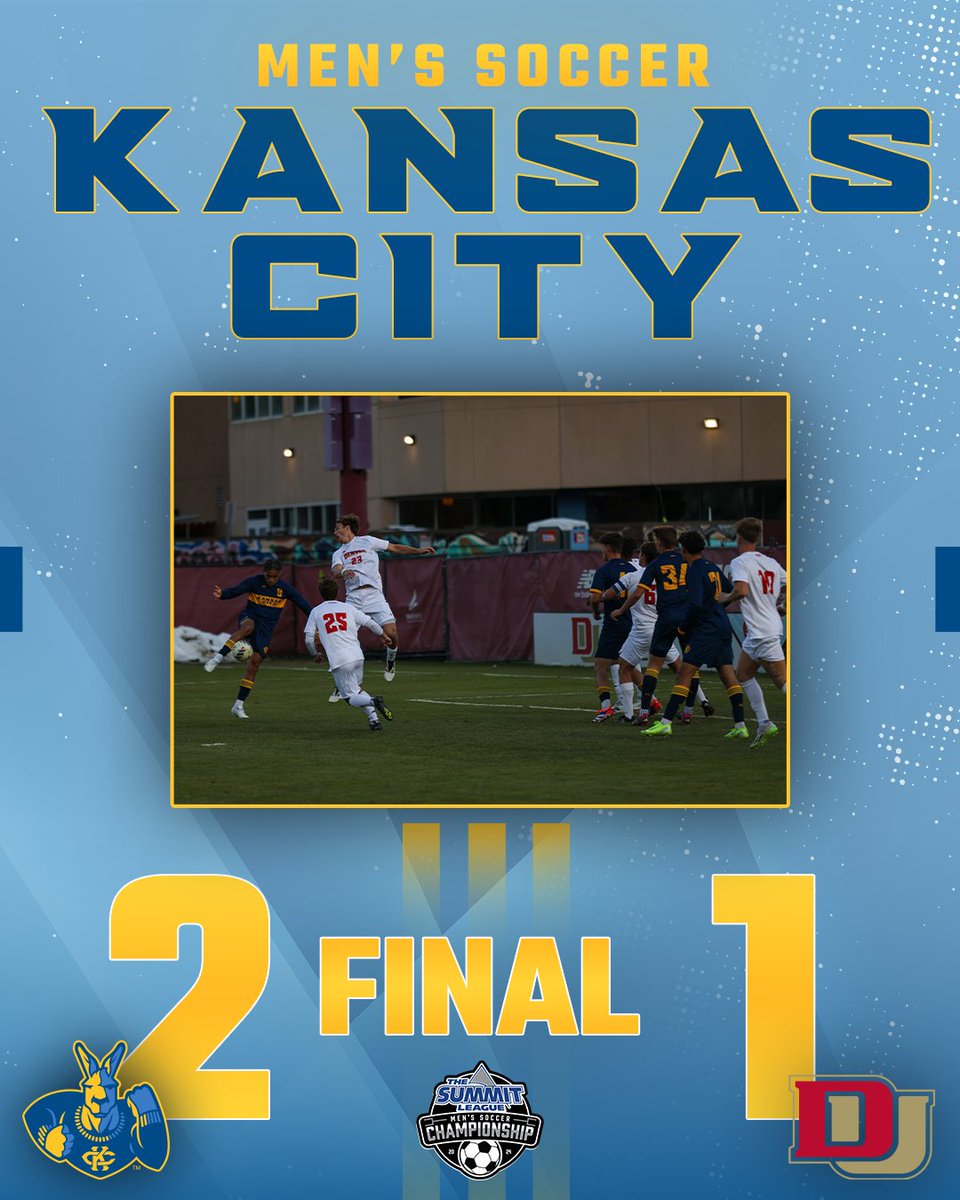 KCRoosMSoccer's tweet photo. THAT'S THE SUMMIT LEAGUE CHAMPION KANSAS CITY ROOS TO YOU.

#ROOUP | #DeclareKC https://t.co/aM8DzxNFwU