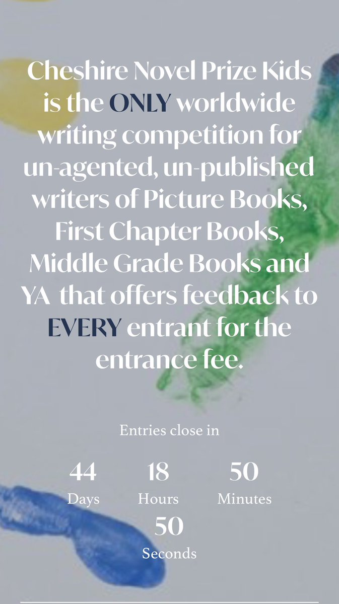 Can you believe there’s only 44 days left to enter our kids prize? We close on 1st January 2025 and so if you have a picture book, first chapter book, middle grade book or YA, we can’t wait to read your work.