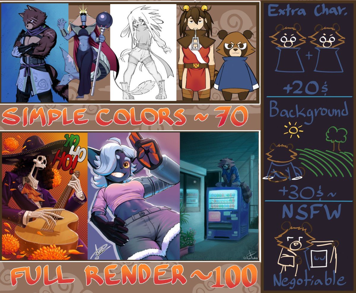 papstuko's tweet image. Updated my prices a bit after some events
Reply or DM me if youre interested or have any questions.
*Prices might vary on complexity