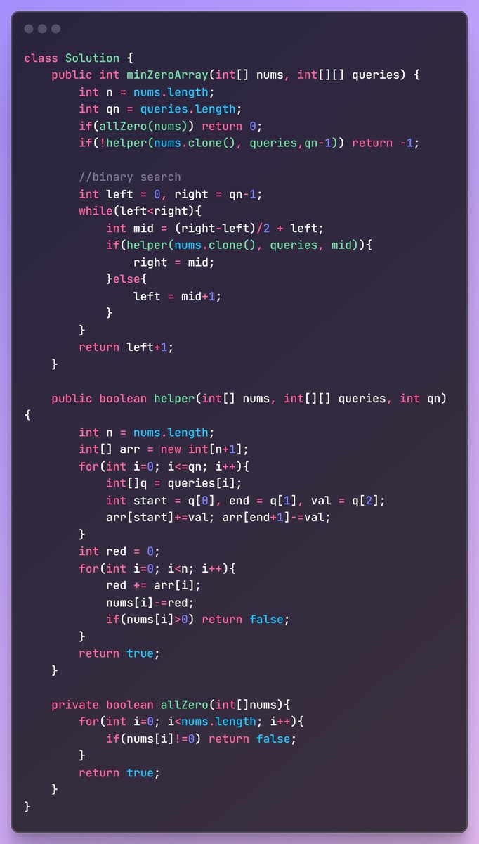 xcode545's tweet photo. Q3: https://t.co/dthGOl0xzM
3rd question was an advanced version of the 2nd. The main challenge was coming up with a binary search approach, but I managed to solve it just in time! ⏳ https://t.co/X5vMANdCx7