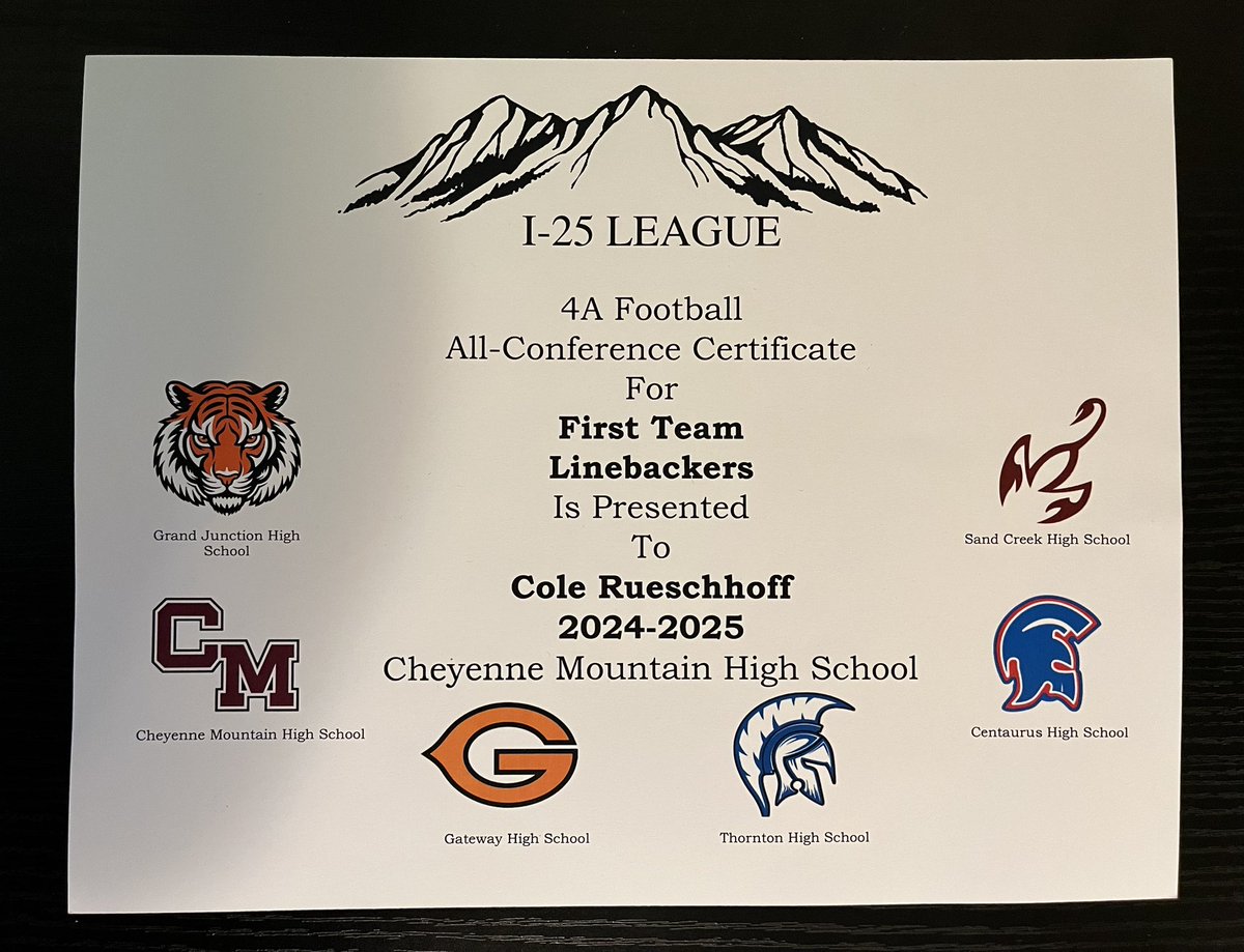 ColeRueschhoff's tweet photo. EXTREMELY BLESSED to be recognized as First Team All-Conference Linebacker!
Honored to receive this among all seniors from CMHS. Thank you to my amazing coaches and teammates for this award and an incredible season. #AGTG https://t.co/r3W6dnpwAS